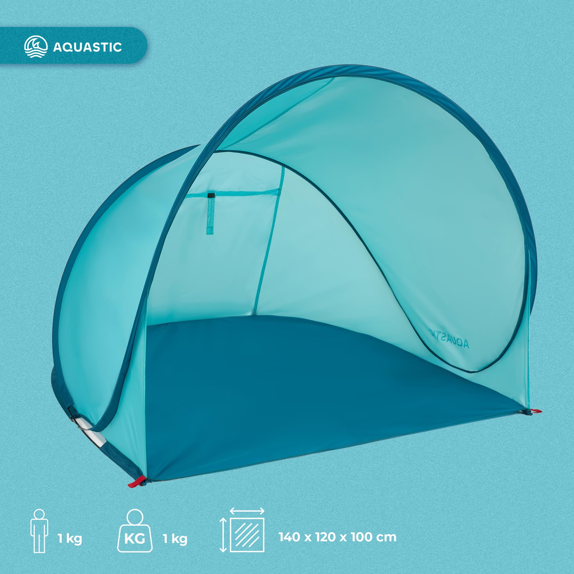 AQUASTIC Qsand Beach Tent | automatyczne rozkładanie w 3 sekundy | ochrona przed promieniowaniem UV 50+ | wodoszczelny 1000 mm | ultralekki (1 kg) i kompaktowy (70 cm) | z zamykanym wejściem | idealny