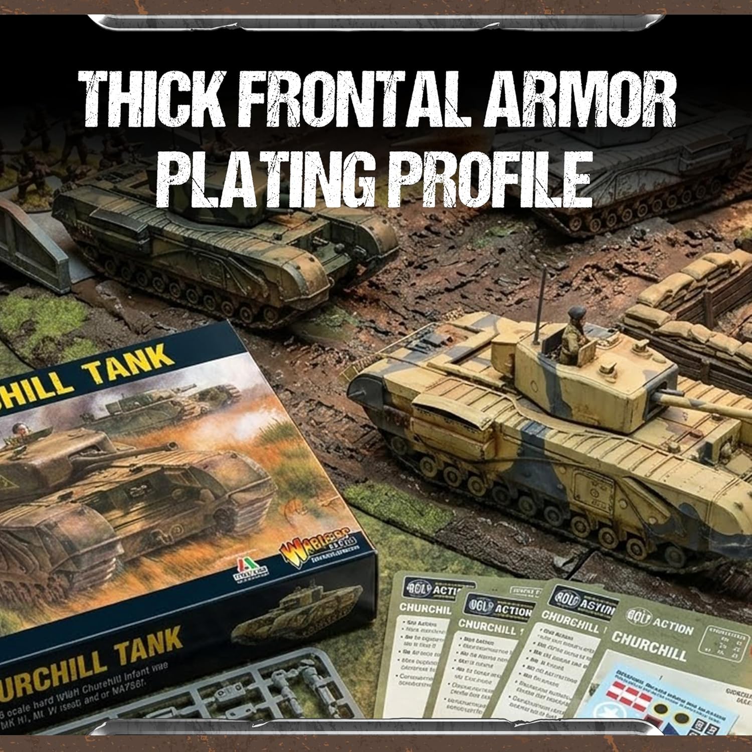 Wargames Delivered - Warlord Games Bolt Action Tank War - British Churchill Tank, World War Two Miniatures, Action Figures 28mm Scale Model for Miniature Wargaming