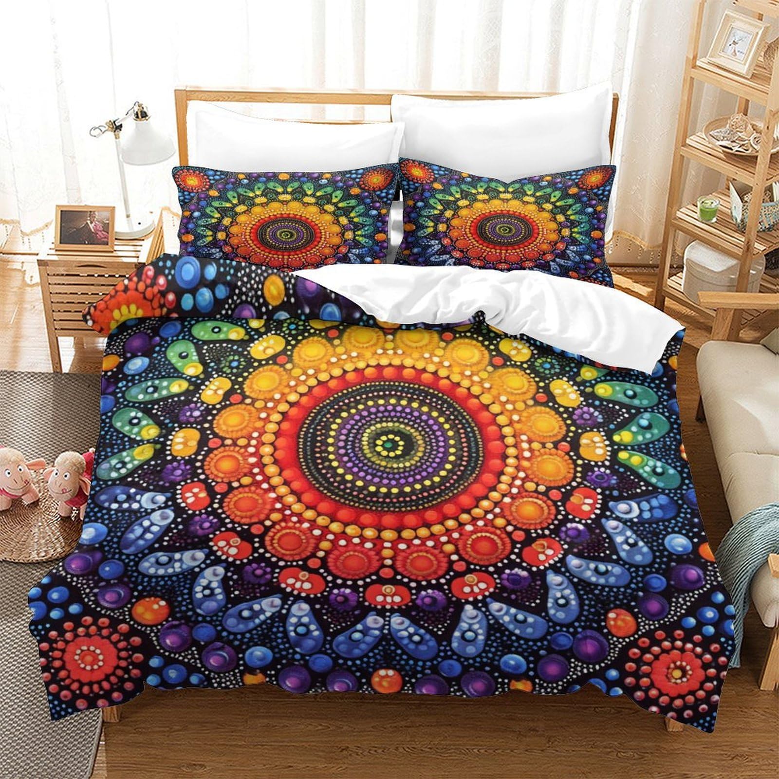 Parure de lit microfibre super douce motif géométrique 3D haute définition XL