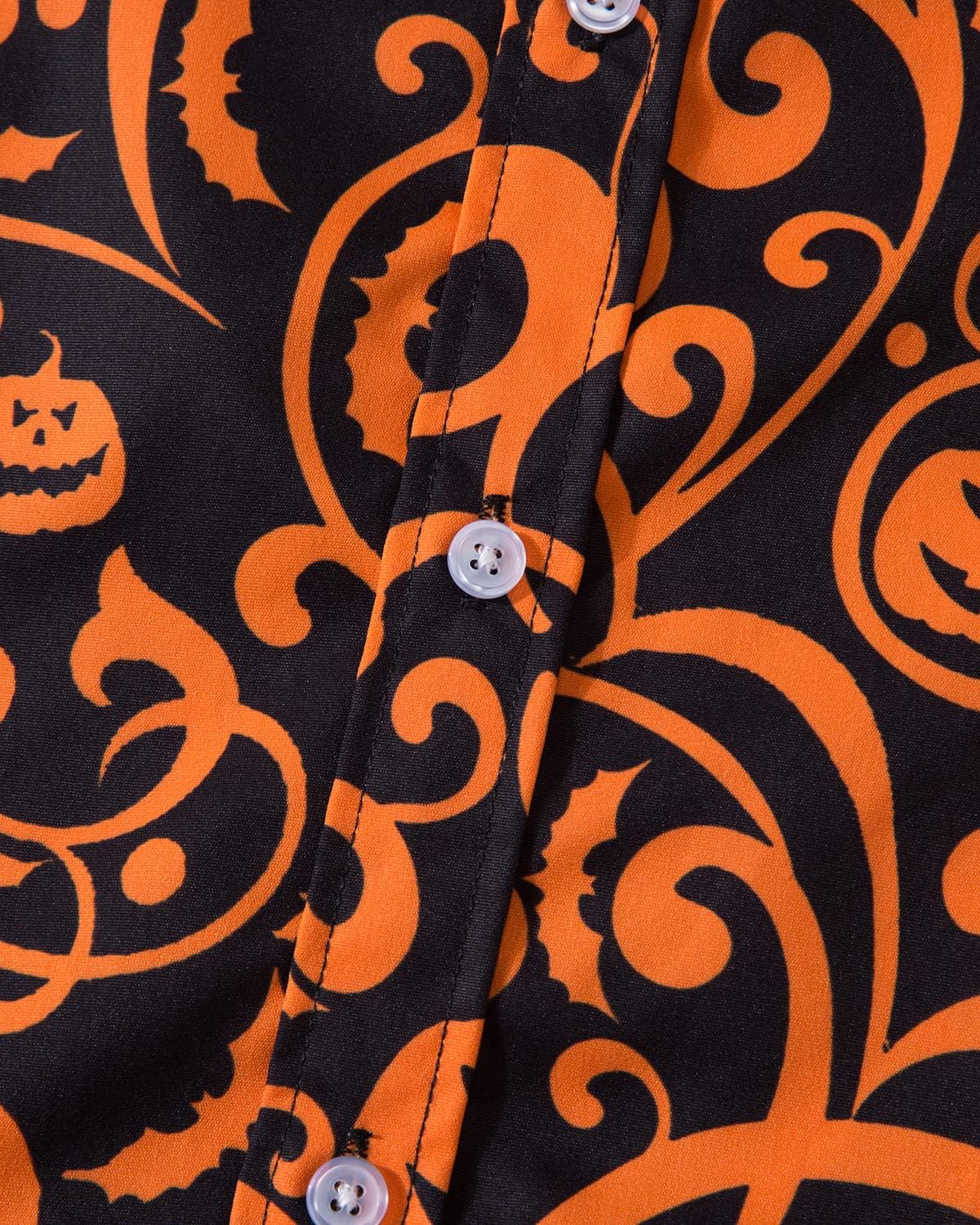 Mens Funny Halloween Shirt Ugly Pumpkin Long Sleeve Casual Button Down Shirts Adult Costume for Party - Image 5