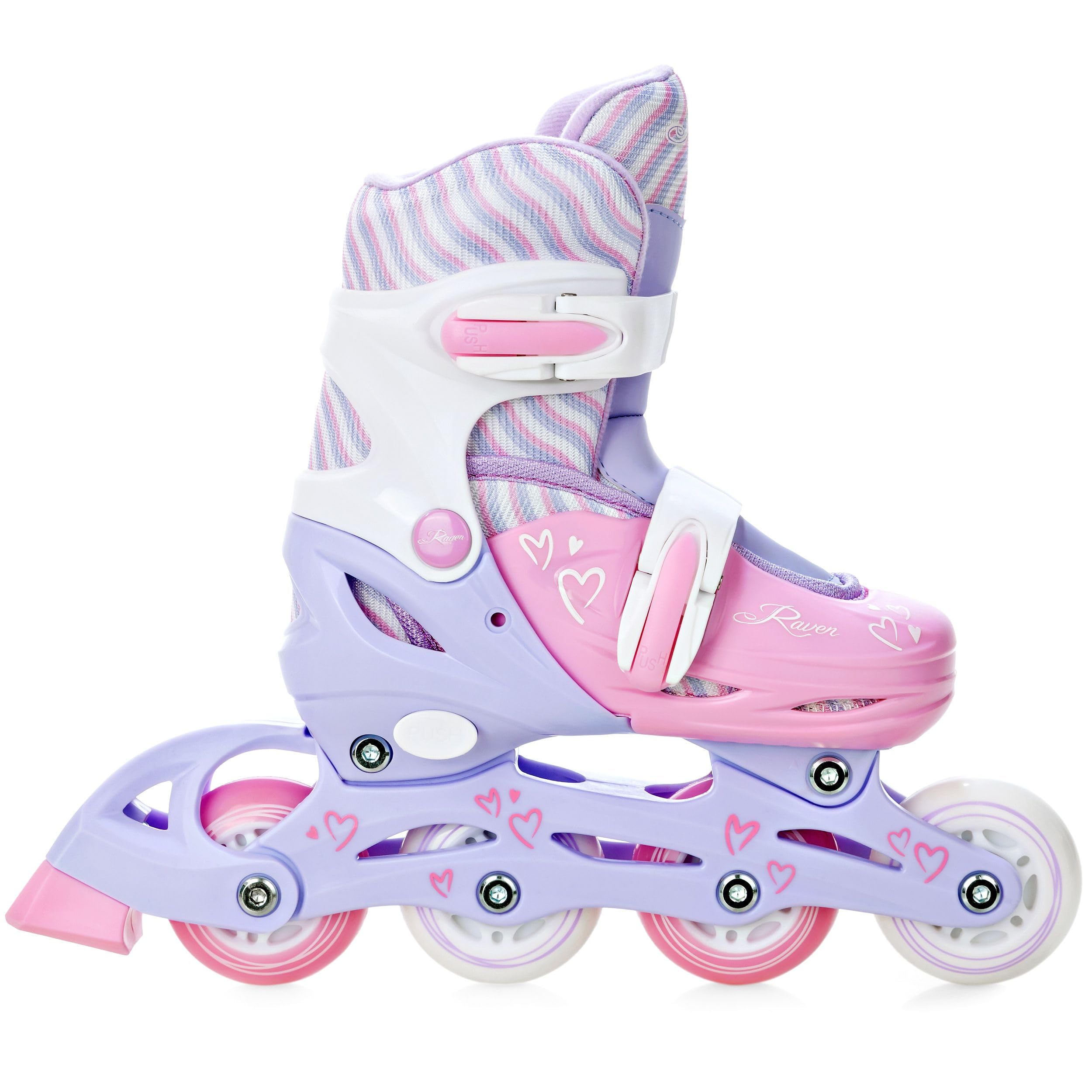 Raven - Roller en Ligne Loret Roues LED du 27 au 30 Enfant Mixte Taille Ajustable Menthe/Rose Raven