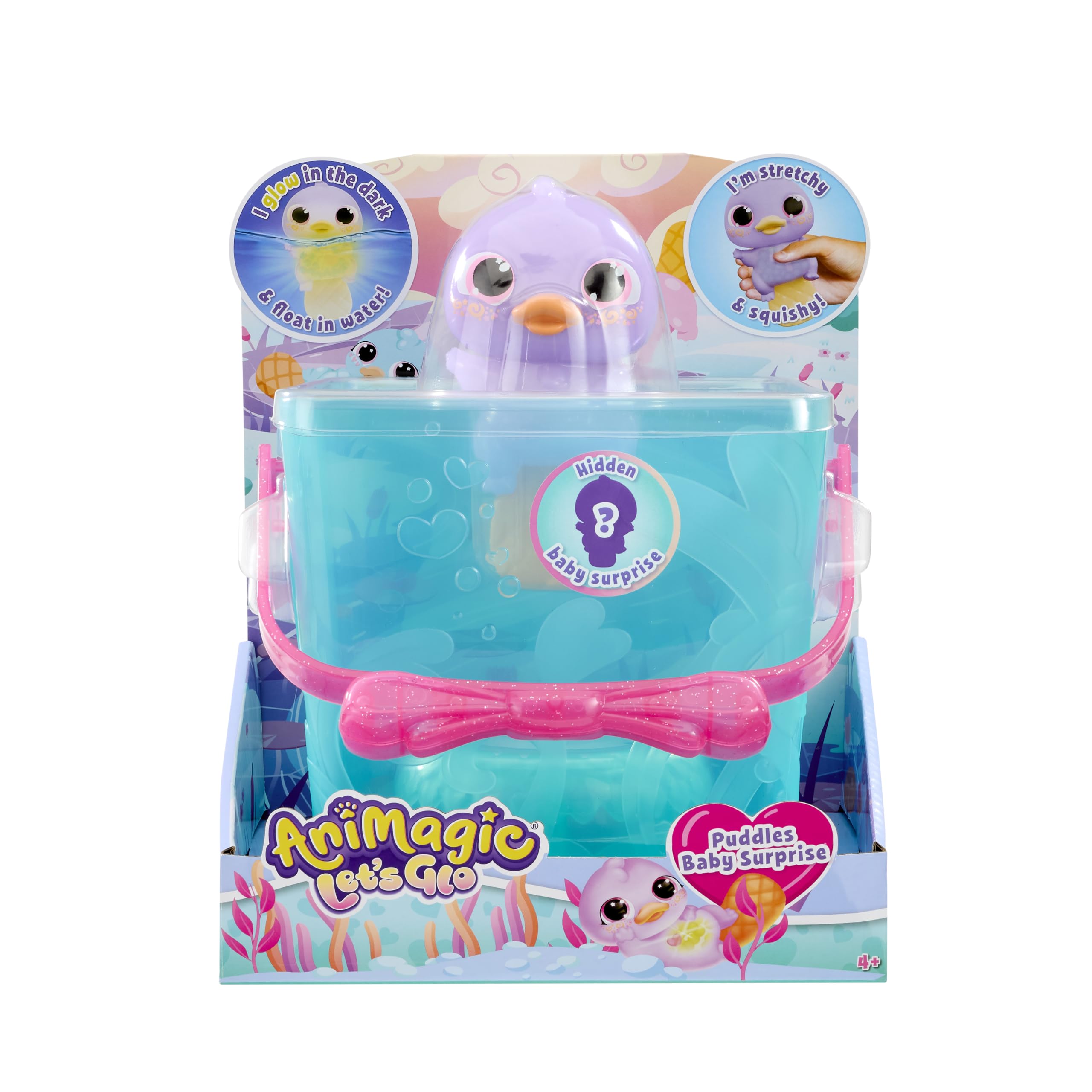 Animagic Let's Glo Puddles Habitat - Includes Hidden Puddles Baby Surprise! Interactive Platypus Pet for Kids