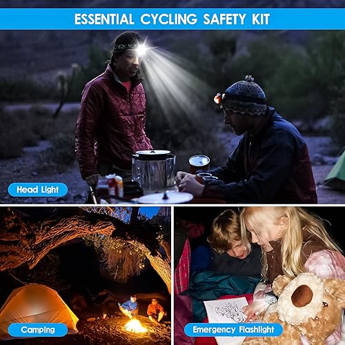 Miniatura 6 de Juego de luces de bicicleta, luz recargable USB para bicicleta delantera y trasera, 1000 lúmenes para bicicleta y luz trasera con señal de giro y