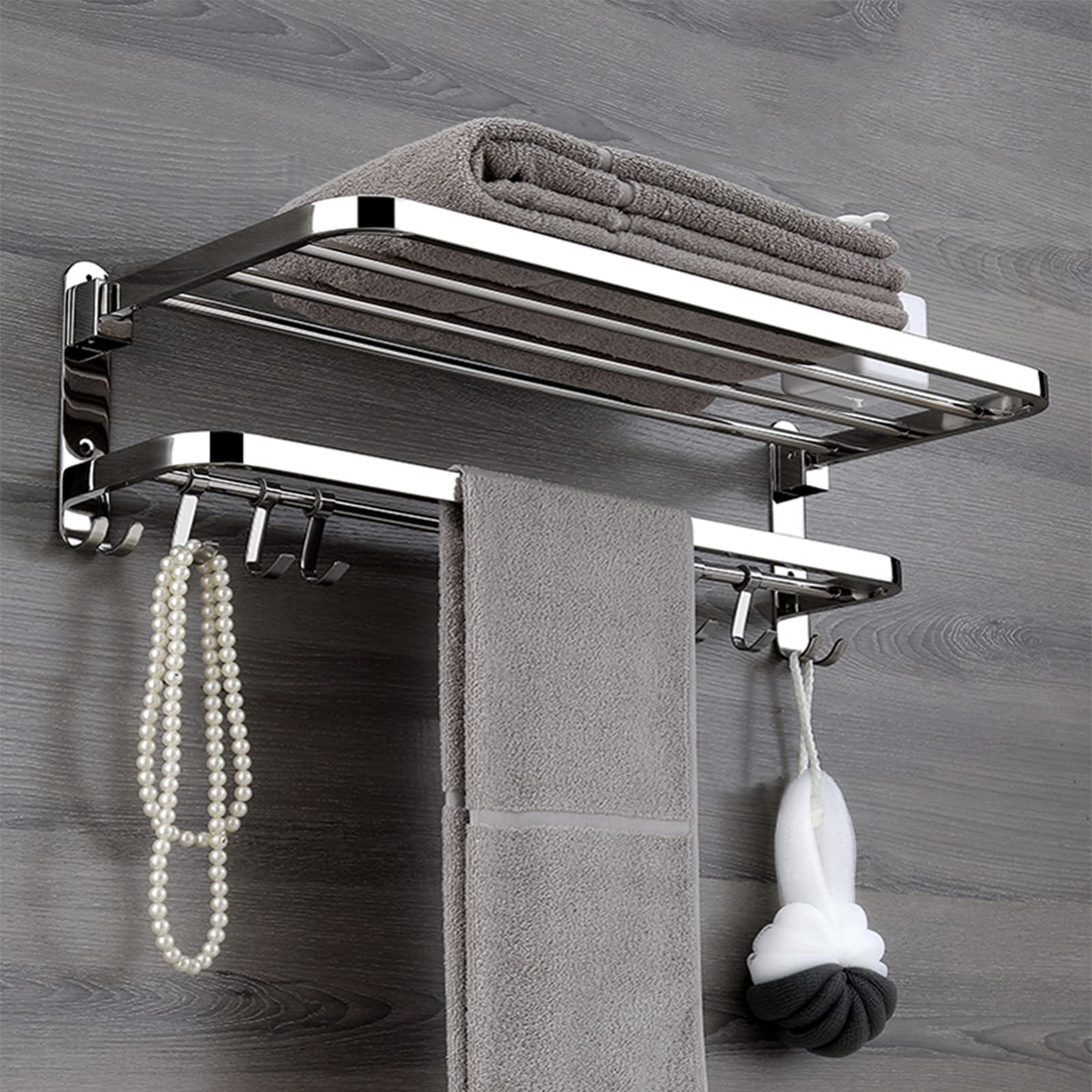 Portasciugamani da parete in acciaio inox, 40 cm, da bagno, stile hotel, design resistente ed elegante, perfetto per uso domestico o in hotel