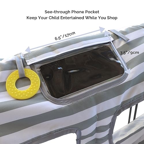 Miniatura 5 de Suessie Funda para carrito de compras y funda para silla alta con almohada de soporte, rayas grises y blancas con cojín