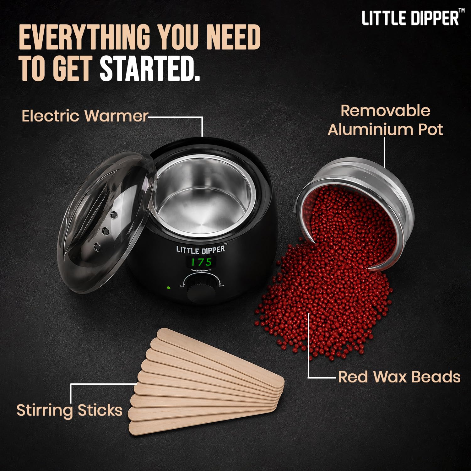Little Dipper - Kit de cera para sellado de botellas, perfecto para hacer whisky, infusión de alcohol, elaboración de vino casero y embotellado de cerveza Incluye calentador de cera eléctrico,
