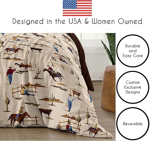 Vista 12 de Sweet Jojo Designs Juego de edredón individual de 2 piezas (vaquero occidental) para niños, ropa de cama para niños, ropa de cama en una bolsa