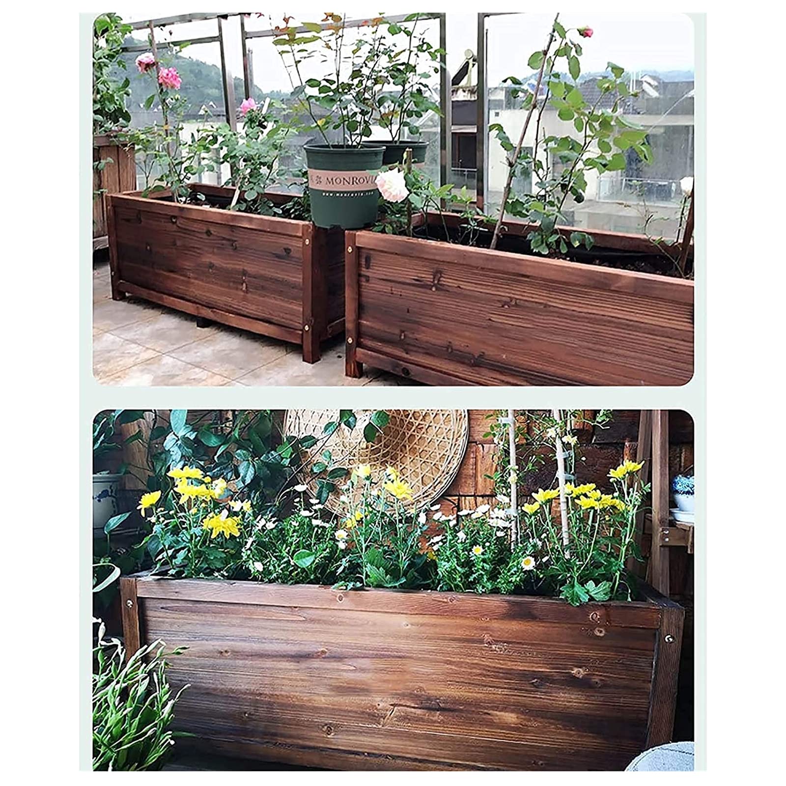 Amazon.co.jp: 木製プランターボックス、木製長方形プランター木製