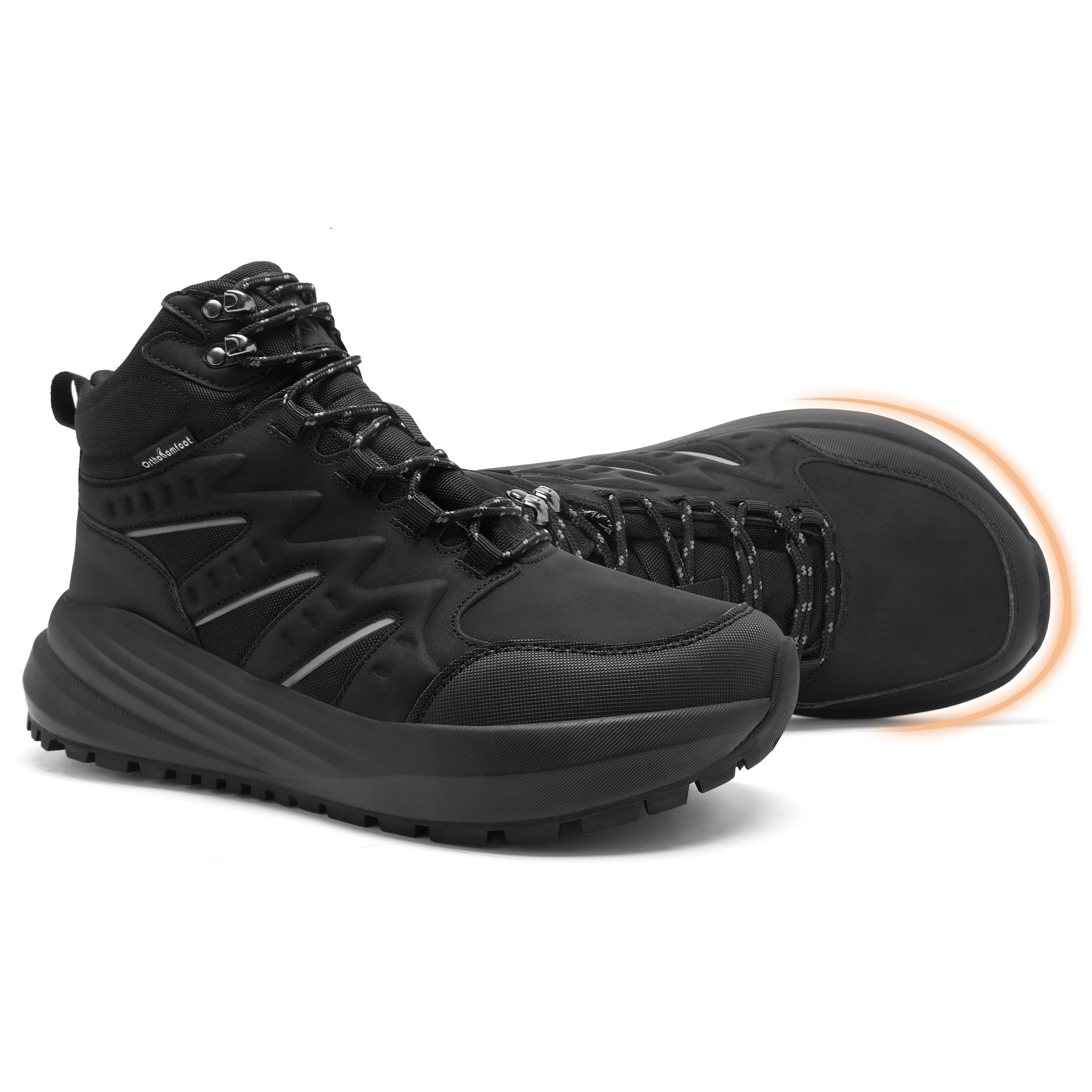 OrthoComfoot Men's Orthopedic Wide Waterproof Hiking Boots