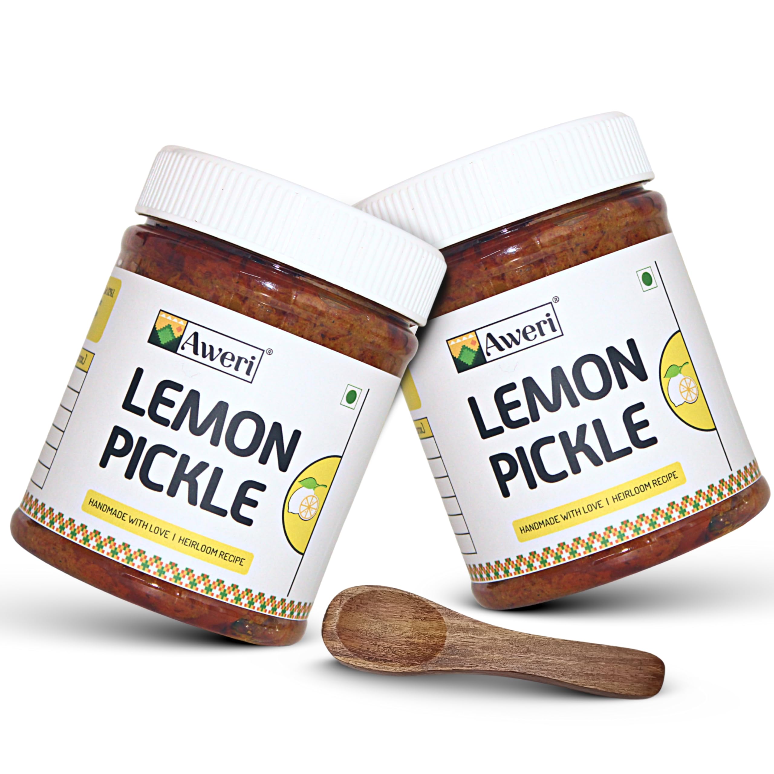 Lemon Pickle (800g) | Includes Sheesham Wooden Spoon | Traditional Indian Nimbu Ka Achaar | Made with Cold Pressed Mustard Oil | Made with Natural Ingredients
