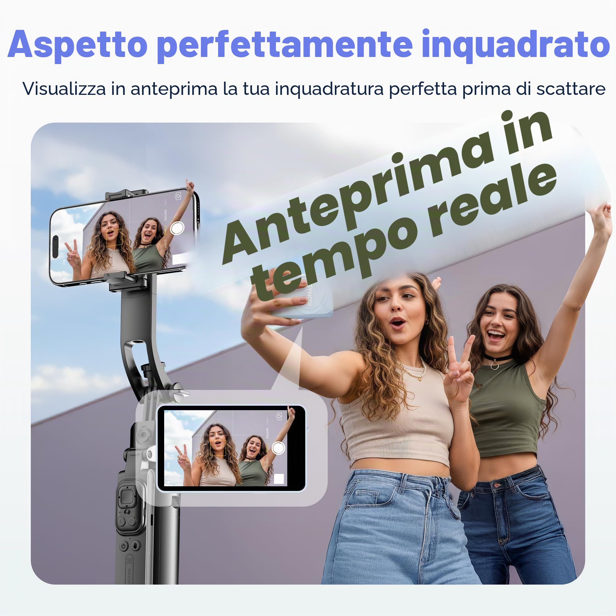 SYNCO XView Monitor Vlog per iPhone 17 - Schermo Selfie Magnetico Wireless 1080P/4K per Fotocamera Posteriore, Portata 50m, Batteria 3 Ore con Altoparlante Integrato per Live Youtube e TikTok (Blu)