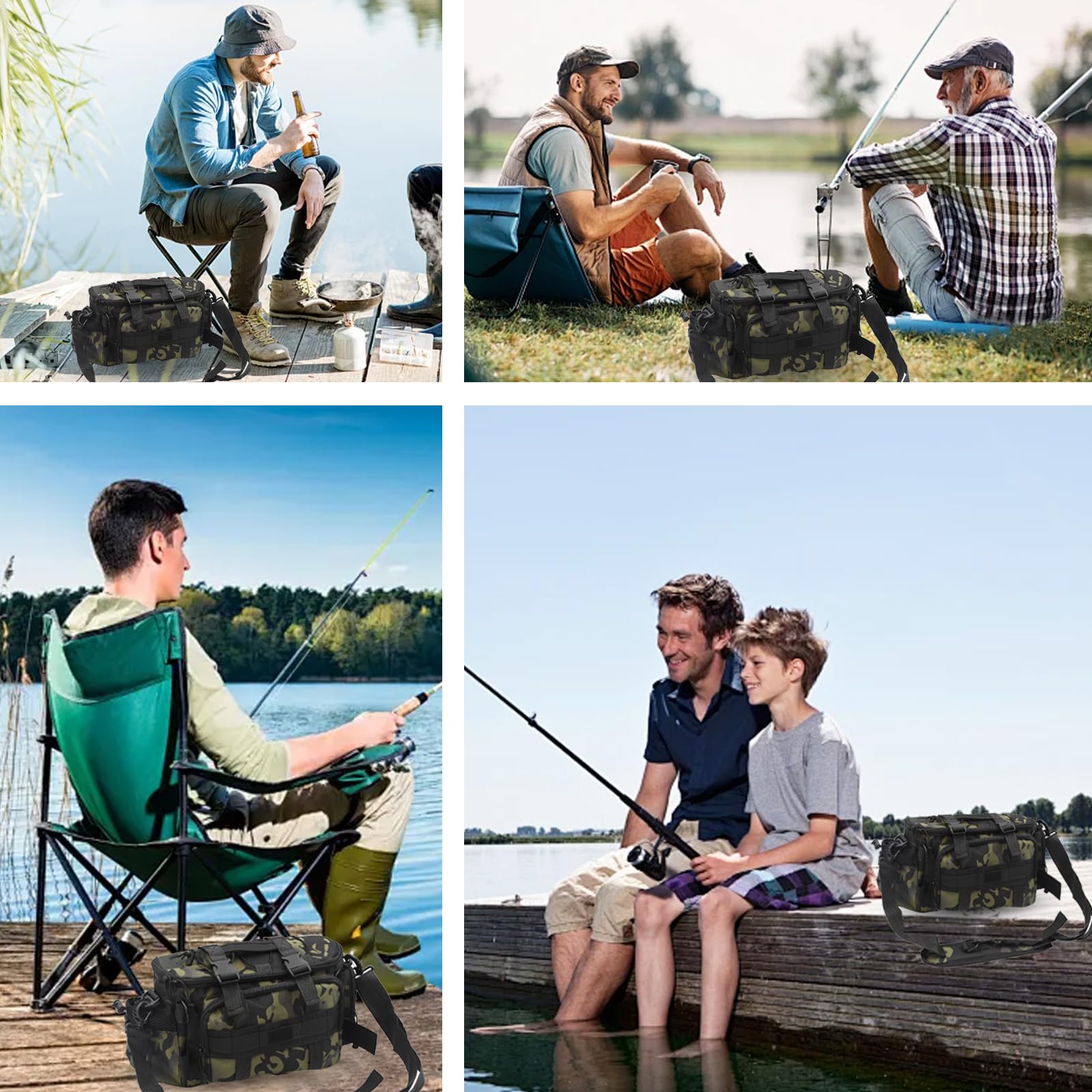 Borsa da pesca, Attrezzatura da Pesca, Borsa a Tracolla in Tessuto Oxford, Carpa all'aperto Borsa a vita per Attrezzatura da Pesca con Cintura e Tracolla