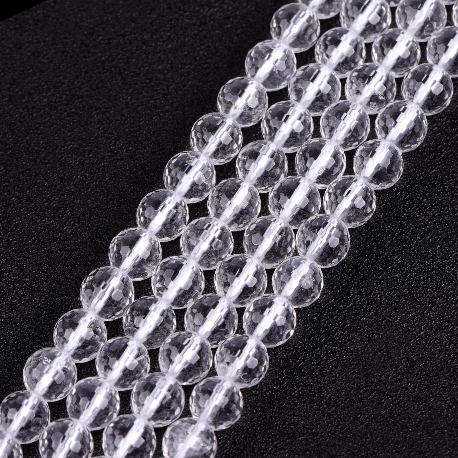 AAA Grade Faceted Natural Clear White Quartz Beads for Jewellery Making 15'' (8MM)