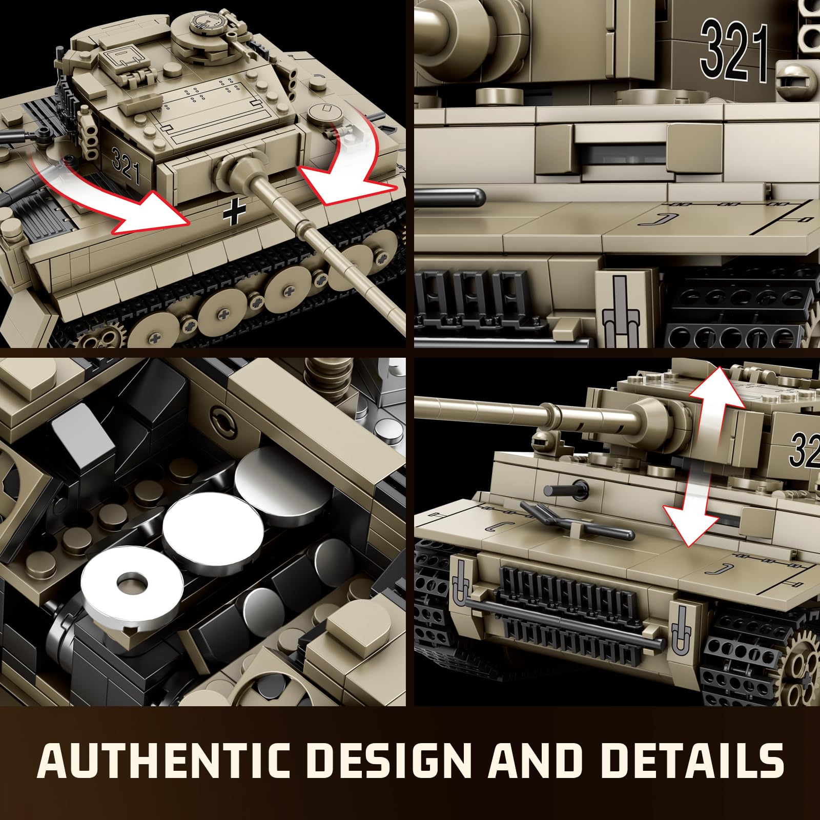 Amazon.co.jp: Reobrix Tiger I 戦車組み立てセット WW2 戦車モデル