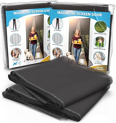 Flux Phenom - Puerta mosquitera magnética, malla de alta resistencia con doble costura y 52 imanes, cierre automático sin huecos, apta para mascotas