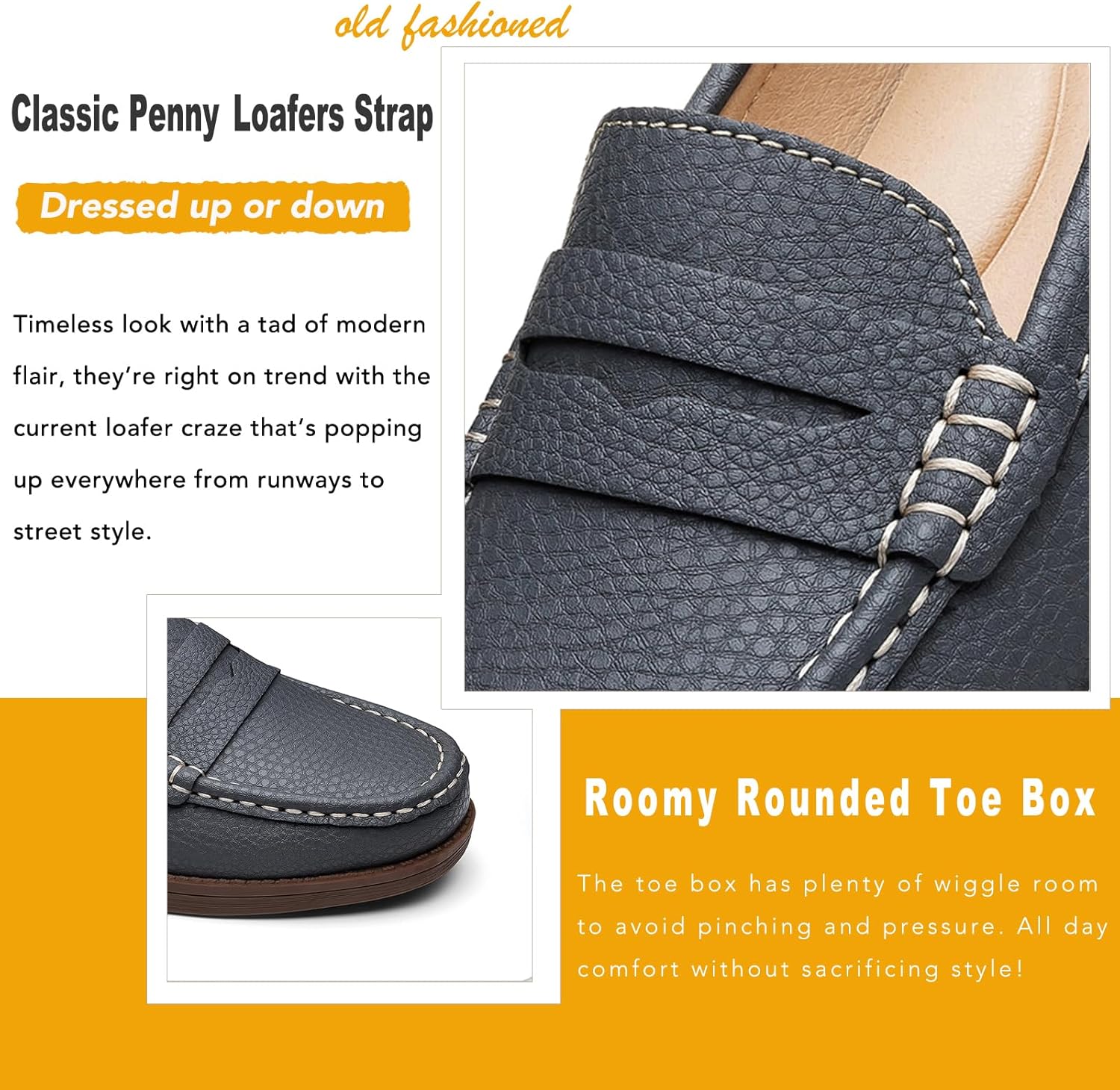 Women's Comfortable Leather Penny Loafers Slip On Business Casual Dress Shoes Lightweight Office Work Flats Everyday Walking Shoes for Women