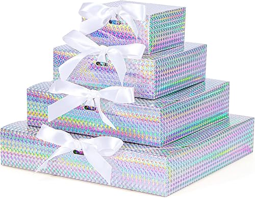 SZYCHEN Caja de regalo dorada, con lazos y cintas, utilizada para regalos de cumpleaños, embalaje de artesanías y cajas portátiles para fiestas de