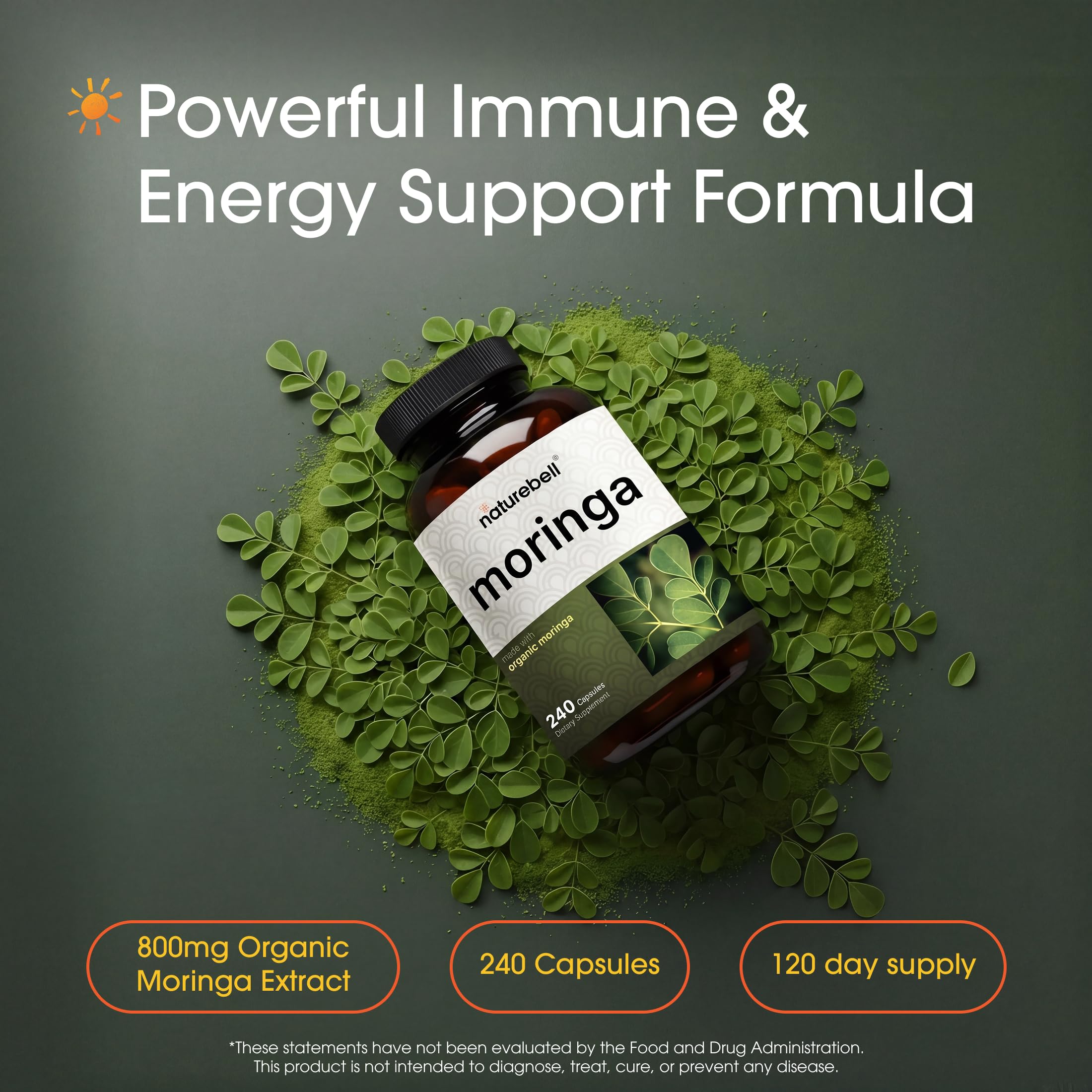 NatureBell Moringa 800mg, 240 Capsules — Amazon image 2