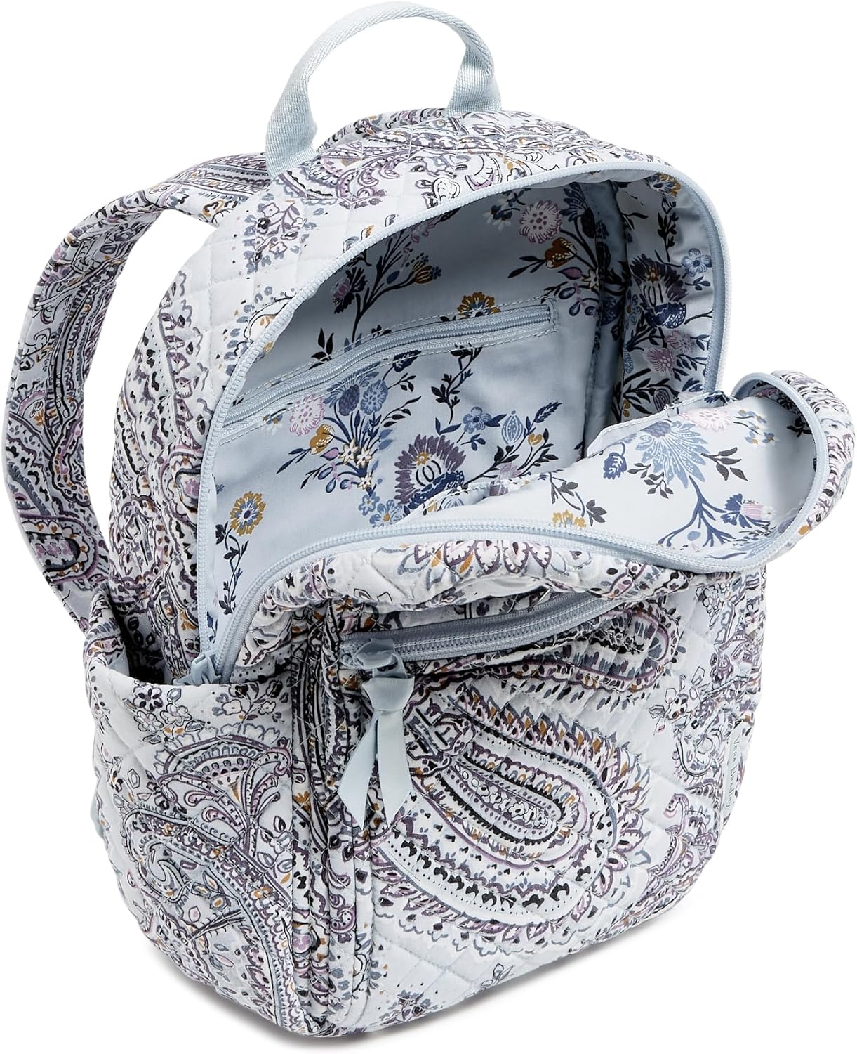 Vera Bradley Women's Cotton Small Backpack, Soft Sky Paisley, One Size - Image 3