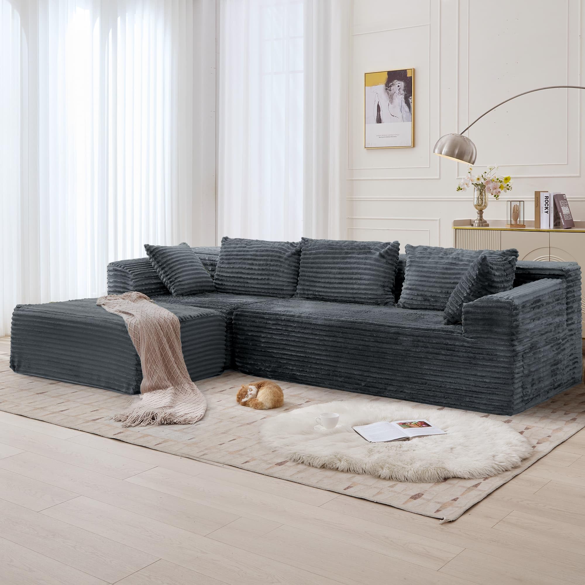 Amazon｜Korser 108インチ リビングルーム用セクショナルソファ L字