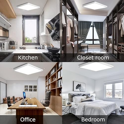 Miniatura 6 de Lámpara de techo LED de montaje empotrado de 24 W y 12 pulgadas, luz de techo cuadrada, súper delgada, 5000 K, panel plano blanco, lámpara de