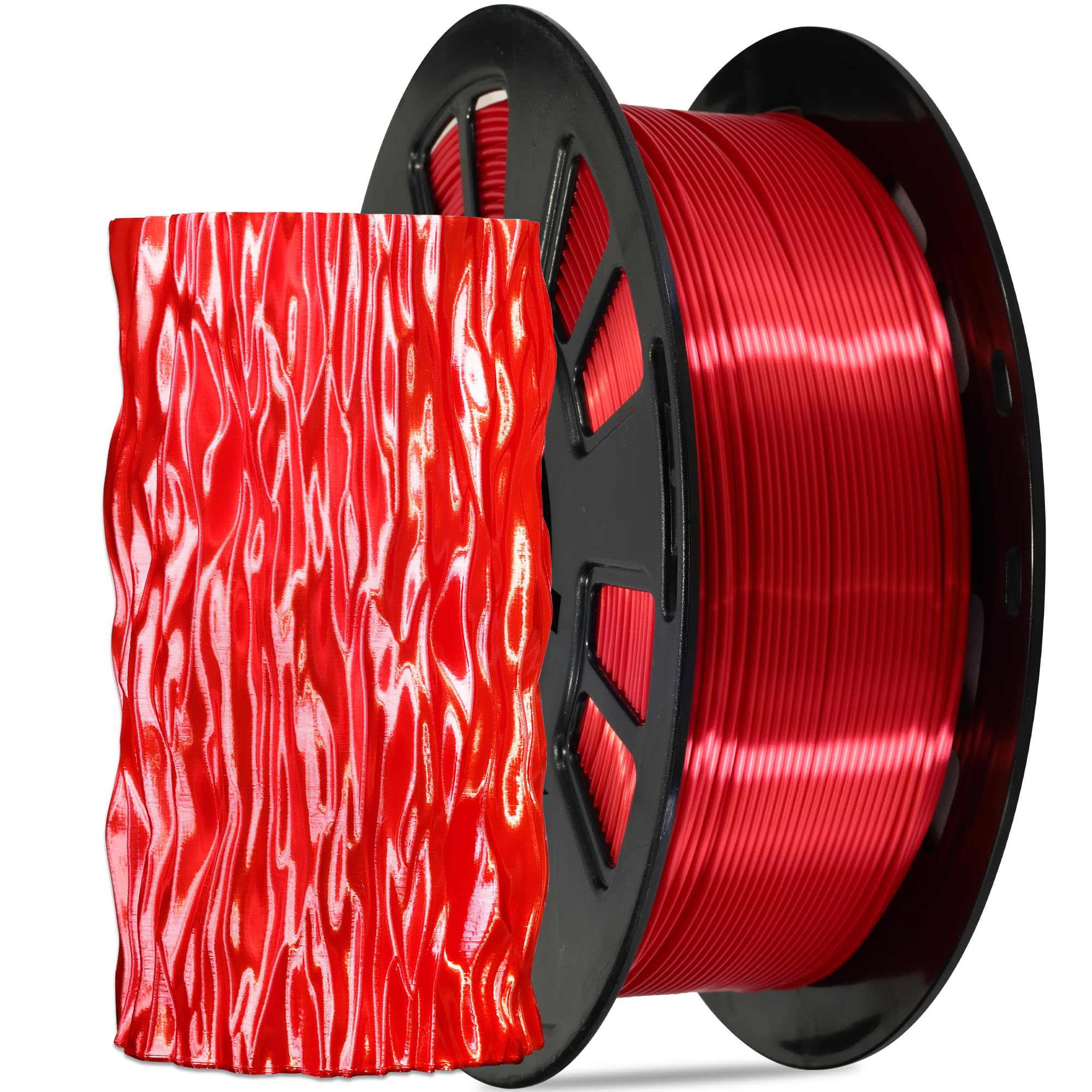 DO3D Silk Red PLA Satin Shiny 3D Printer Filament, 1.75mm Diameter 1kg Spool 2.2lbs for FDM 3D Printers