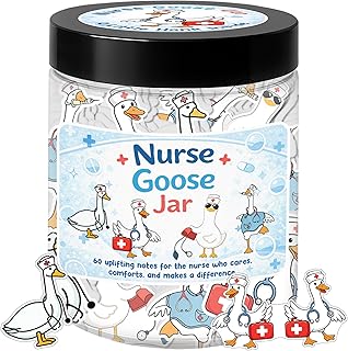 Positive Goose Nurse Jar, 60 Funny Affirmation Cards for Nurse Appreciation Gifts, Cute Nurse Gift for Women, Nursing Students Graduation Gifts, RN LPN CNA MA Medical Worker Teacher Doctor