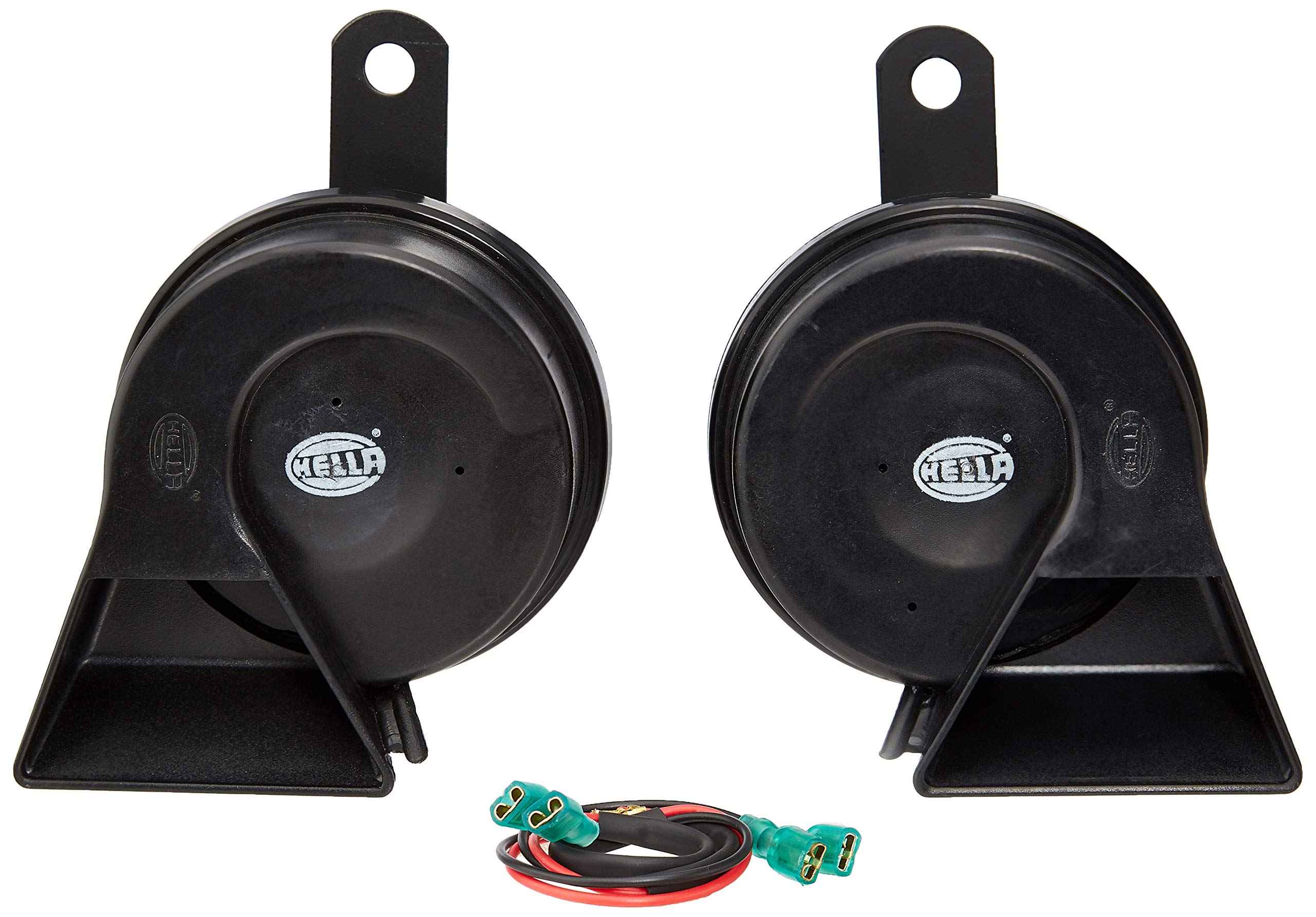 Trumpet Horn (Set of 2), Universal Fit, Black Metal, 105 dB, Vehicle Horn