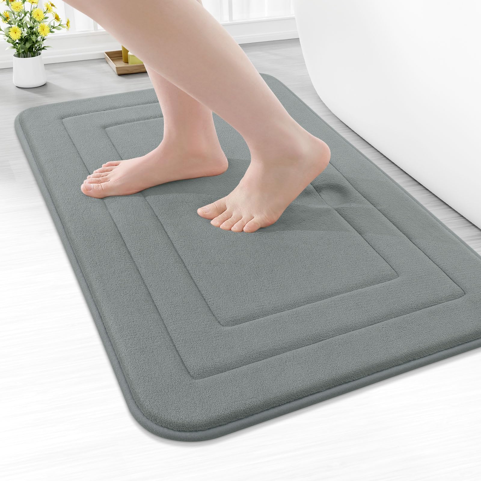 Arotive Memory Foam Bathroom Rug Mat 24x16, Ultra Soft and Absorbent Bath Mat, Machine Wash Dry, Comfortable Bath Rug Carpet for Bathroom Floor, Tub