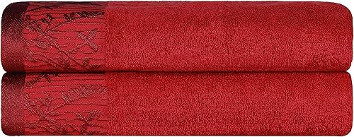 Superior Toallas de baño de algodón (juego de 2), borde Dobby jacquard floral, toalla corporal para baño, baño, spa, centro turístico, hotel, disponible en Yaxa Peru
