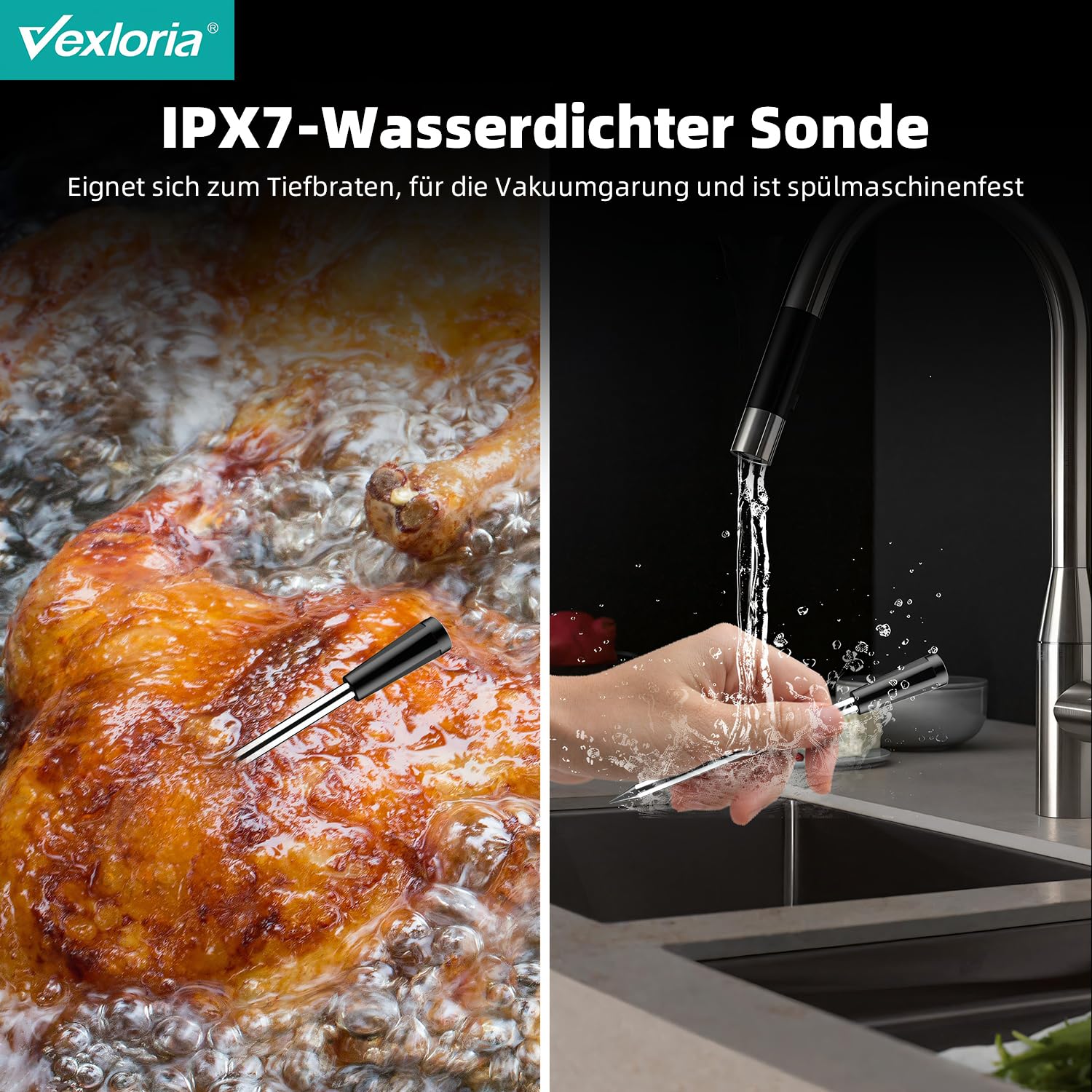 Vexloria Termometro Cucina, Termometri Per Alimenti, Wireless Bluetooth Termometro Da Cucina, Con App Intelligente Cucinare A Lunga Distanza Termometro, Per Forno, Griglia, Cucina, Barbecue