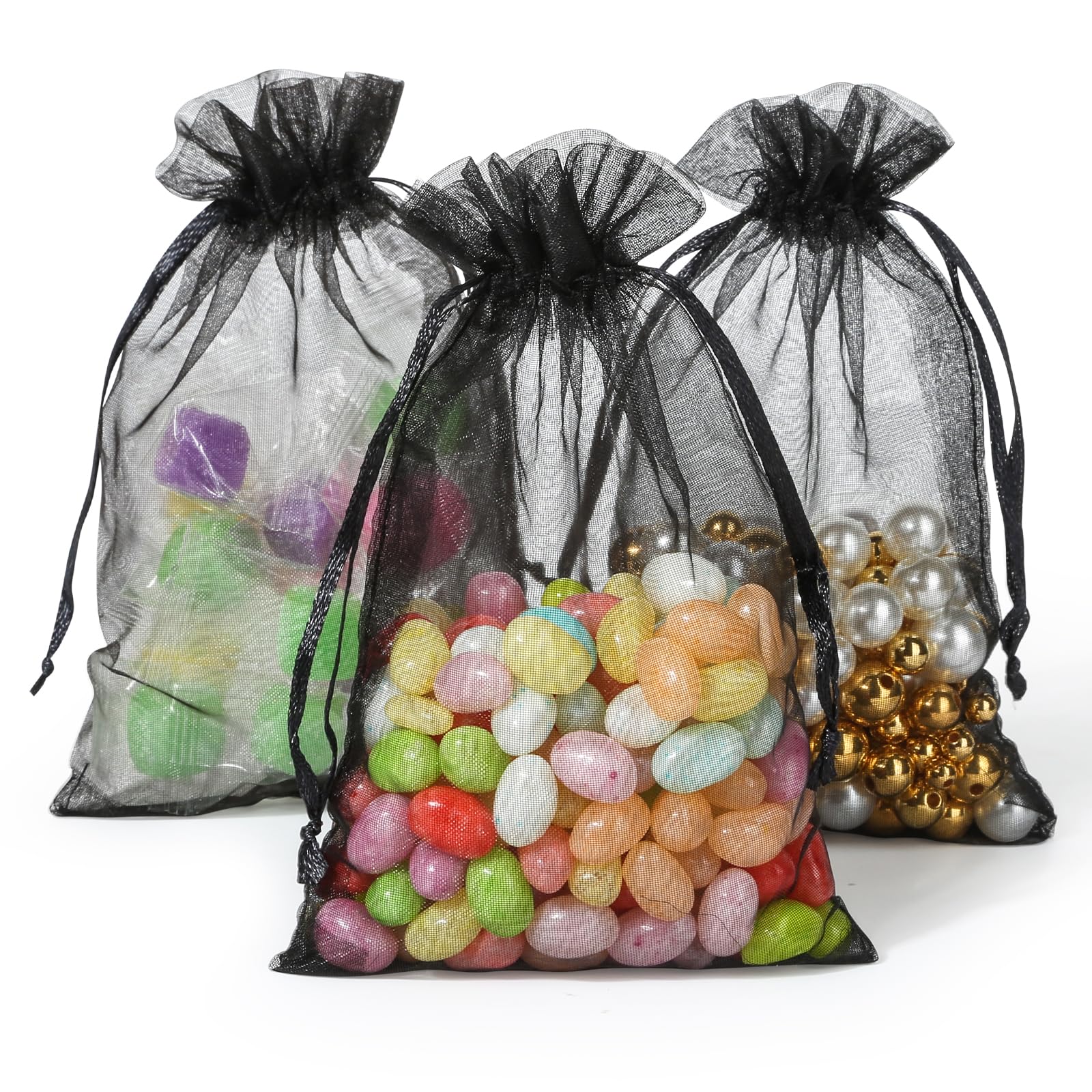 Hopttreely 50pcs Organza Bags - 4x4.72inch(10x12cm) Drawstring Jewelry Favor Pouches for Wedding, Party, Festival &amp; Gift