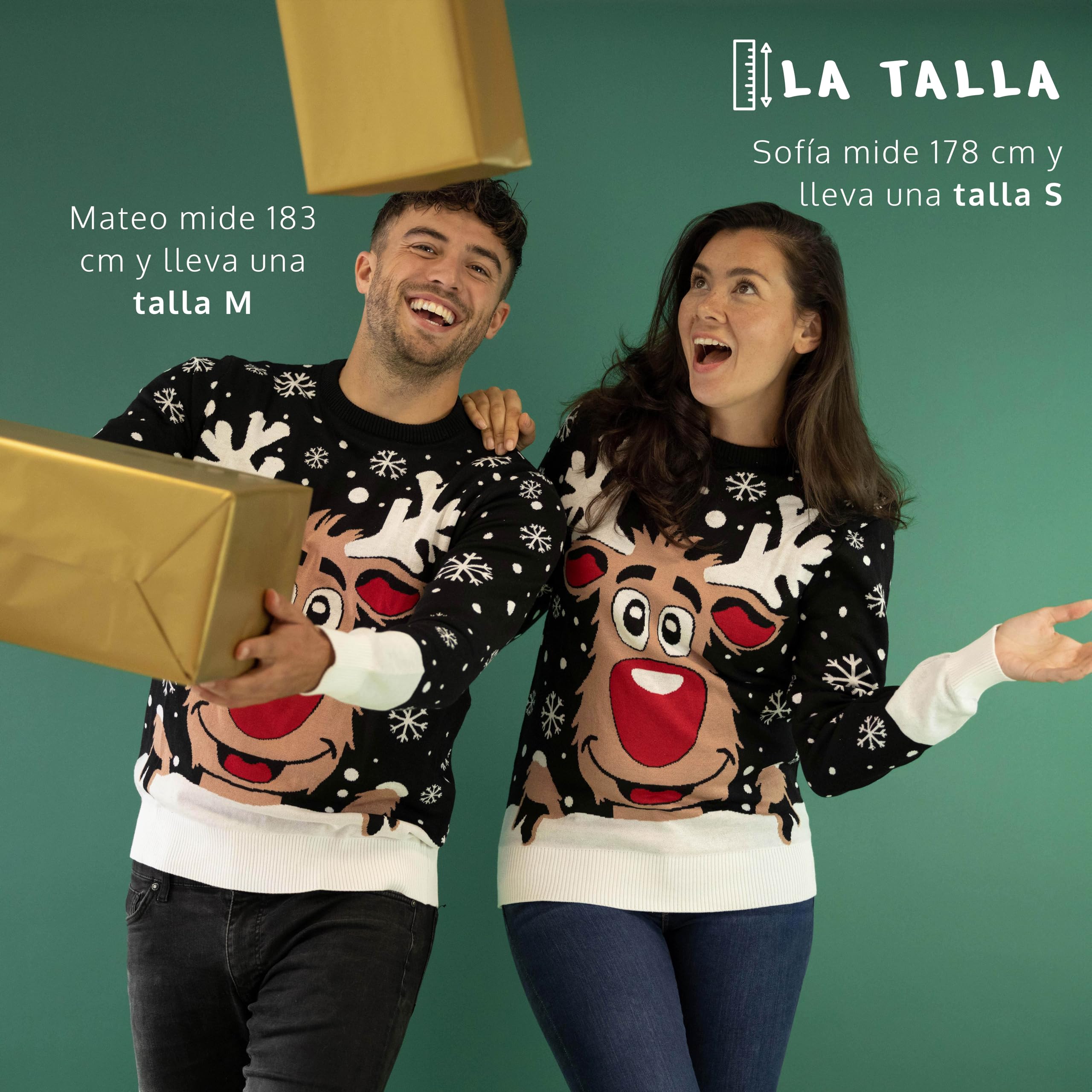 JAP Christmas, Jersey Navideño Mujer Hombre, Jersey Navidad, Christmas Sweater, Rudolph