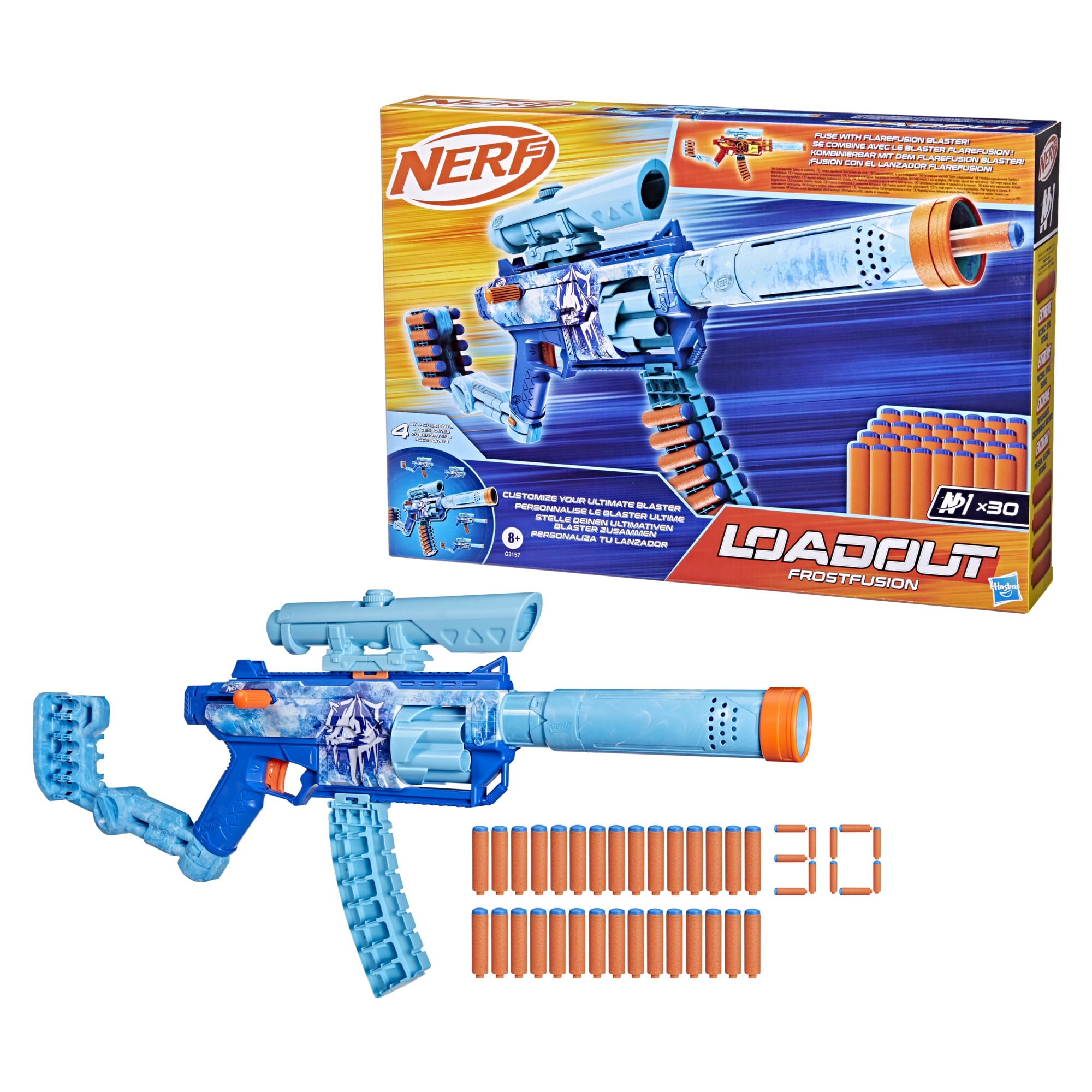 Nerf Wyrzutnia Loadout FrostFusion i 30 Strzałek N1