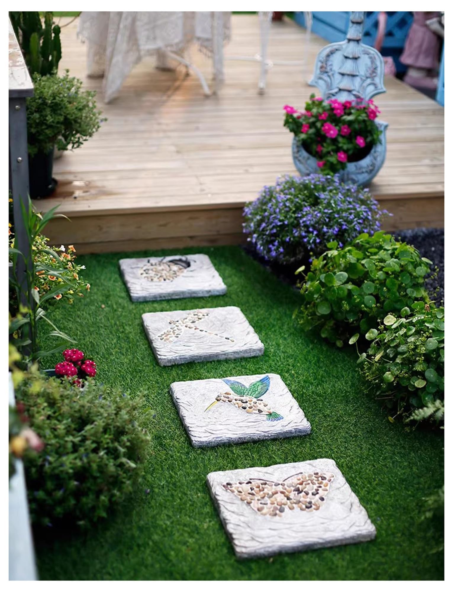 Pietre da Giardino per Camminamento Set di Piastrelle da Giardino Effetto Pietra Pavimento Esterno Antiscivolo per Sentieri, Terrazza e Piscina(C)