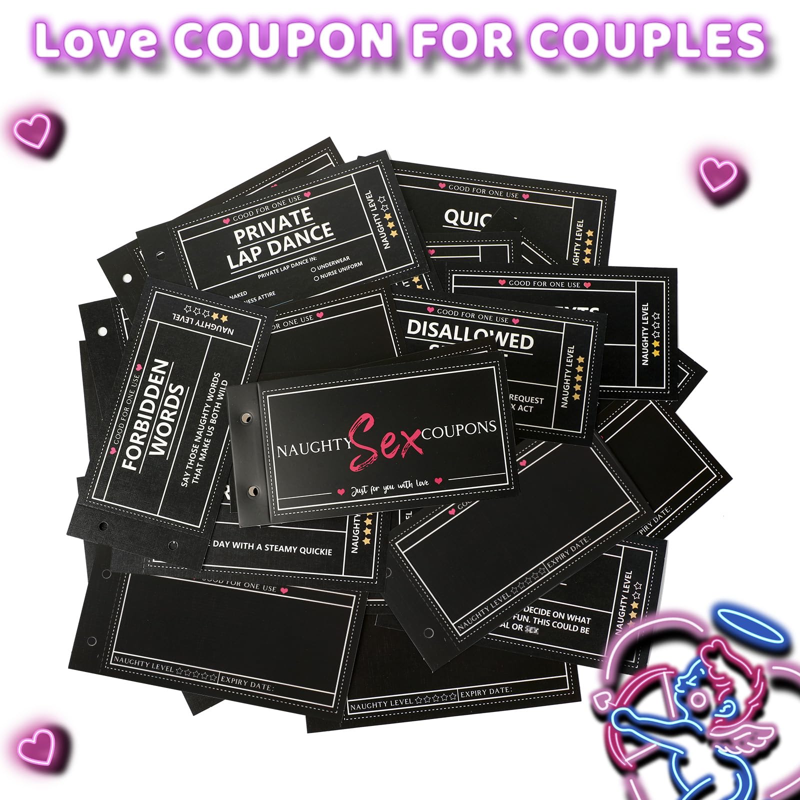 Love Coupons for Him - 30 Naughty Coupons for Boyfriend, Husband | Couples Gifts for Christmas, Valentine's Day, Anniversary or Birthday, 20 Dirty Coupons + 10 Blank Fillable Coupons