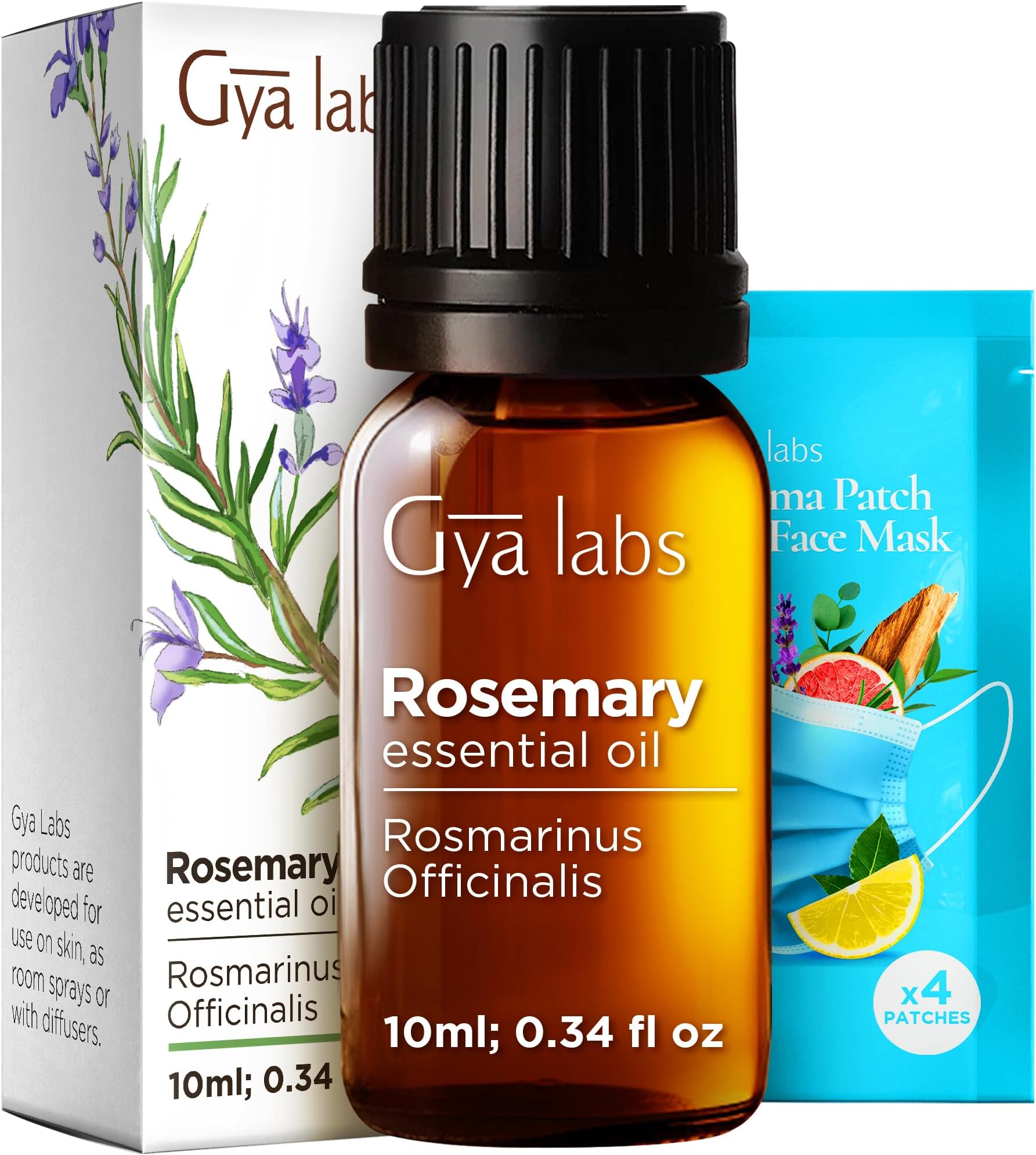 Gya Labs Rosemary Essential Oil for Hair - 100% Pure Natural Rosemary Oil for Diffuser, Skin, Scalp, Aromatherapy & Candle Making Scent (10ml)