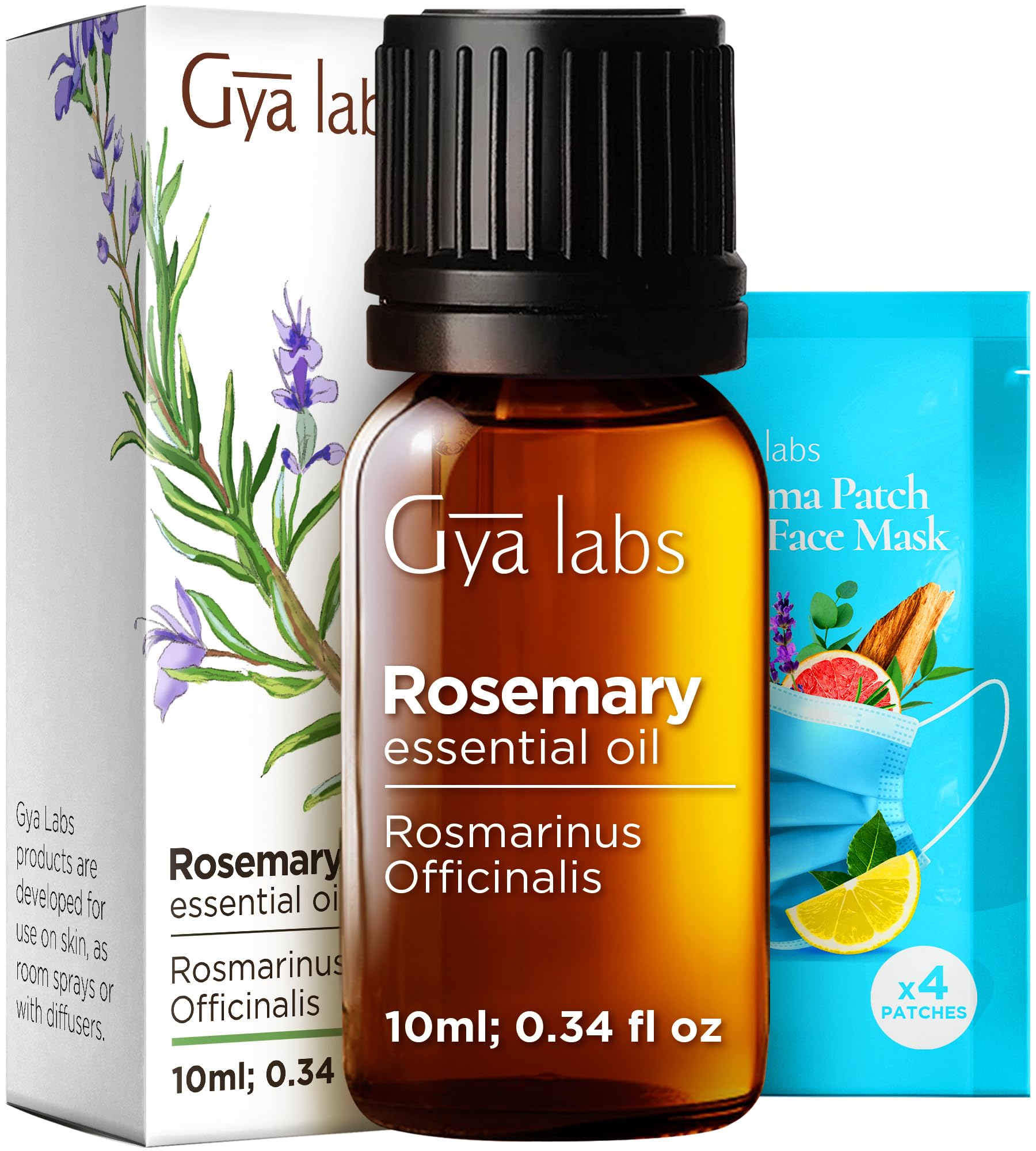 Gya Labs Pure Rosemary Oil for Hair Growth & Dry Scalp (10 ml) - 100% Therapeutic Grade Undiluted Rosemary Essential Oils for Hair Growth, Hair Loss, Skin & Diffuser