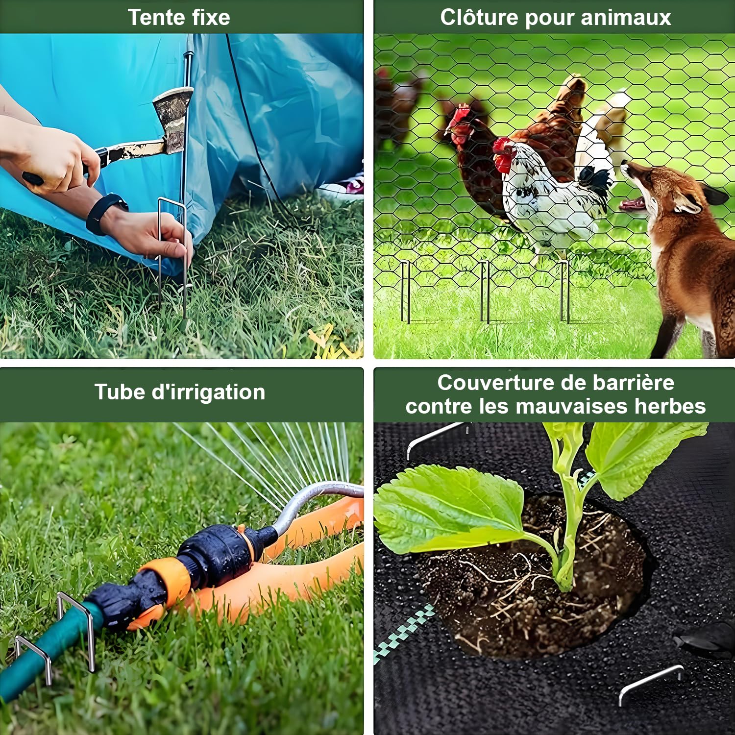 Amagabeli Lot de 500 piquets de jardin galvanisés pour clôture de jardin de 15,2 cm Calibre 11