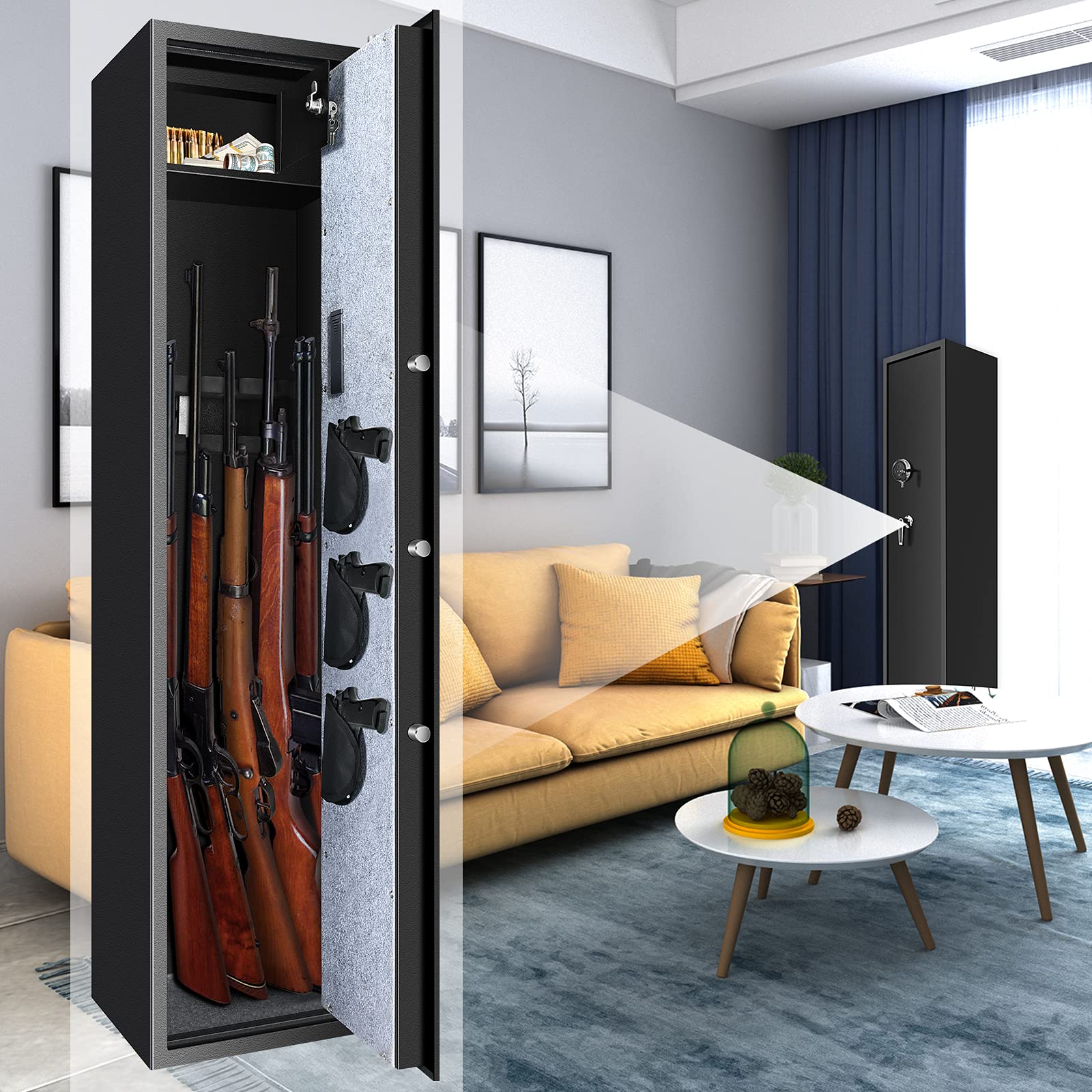 Buy Biometric Gun Safe Rifle, Large Gun Safes for Home Rifle and