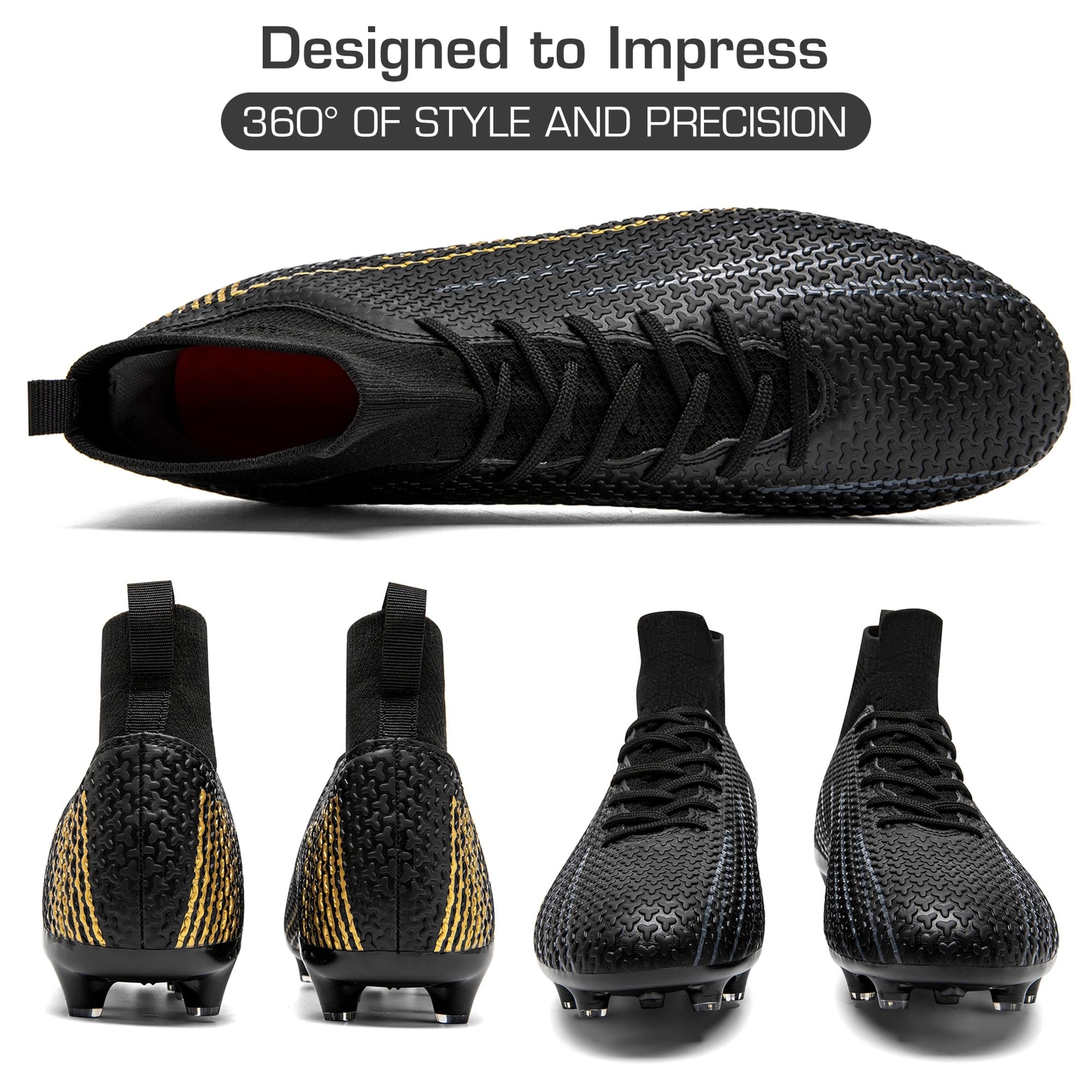 DimaiGlobal Herren Fußballschuhe mit Stollen Fussballschuhe Socken High-Top Damen Kunstrasen Naturrasen Kickschuhe Jugendliche Nockenschuhe Stollenschuhe​ Trainingsschuhe