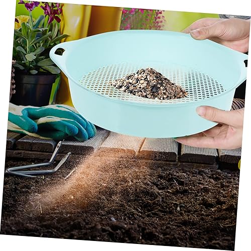 Miniatura 5 de Happyyami Tamiz de suciedad para jardín, tamiz de plástico para suelo, tamiz de suelo, filtro de malla, tamiz de suciedad con mango, herramienta de