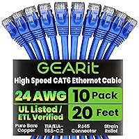 Vista 31 de GEARit Cable Ethernet Cat 6 (paquete de 10 unidades de 6 pies), parche de red Cat6, 10 Gbps, RJ45, cable sin enganches, conectores chapados en oro