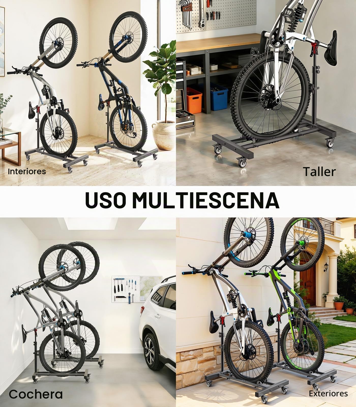 Housolution Soporte Vertical para Bicicleta con Ruedas 360°, 2 Unidad | Hasta 29 Pulgadas,Ajustable, Sin Perforar, 80 Libras de Resistencia, para Garage, Apartamento, MTB y Carreteras