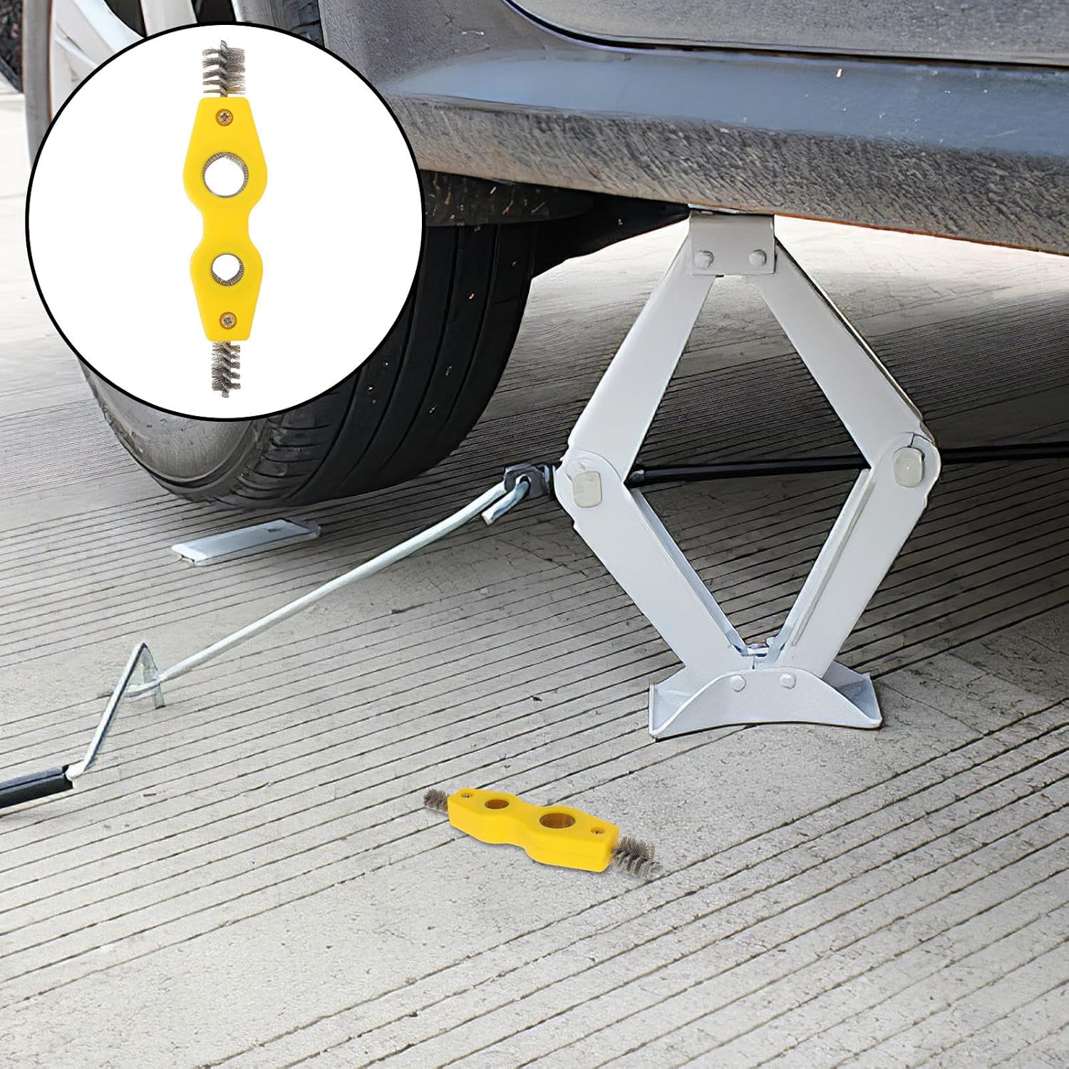 Double Ended Battery Terminal Cleaning Brush with Alloy Bristles