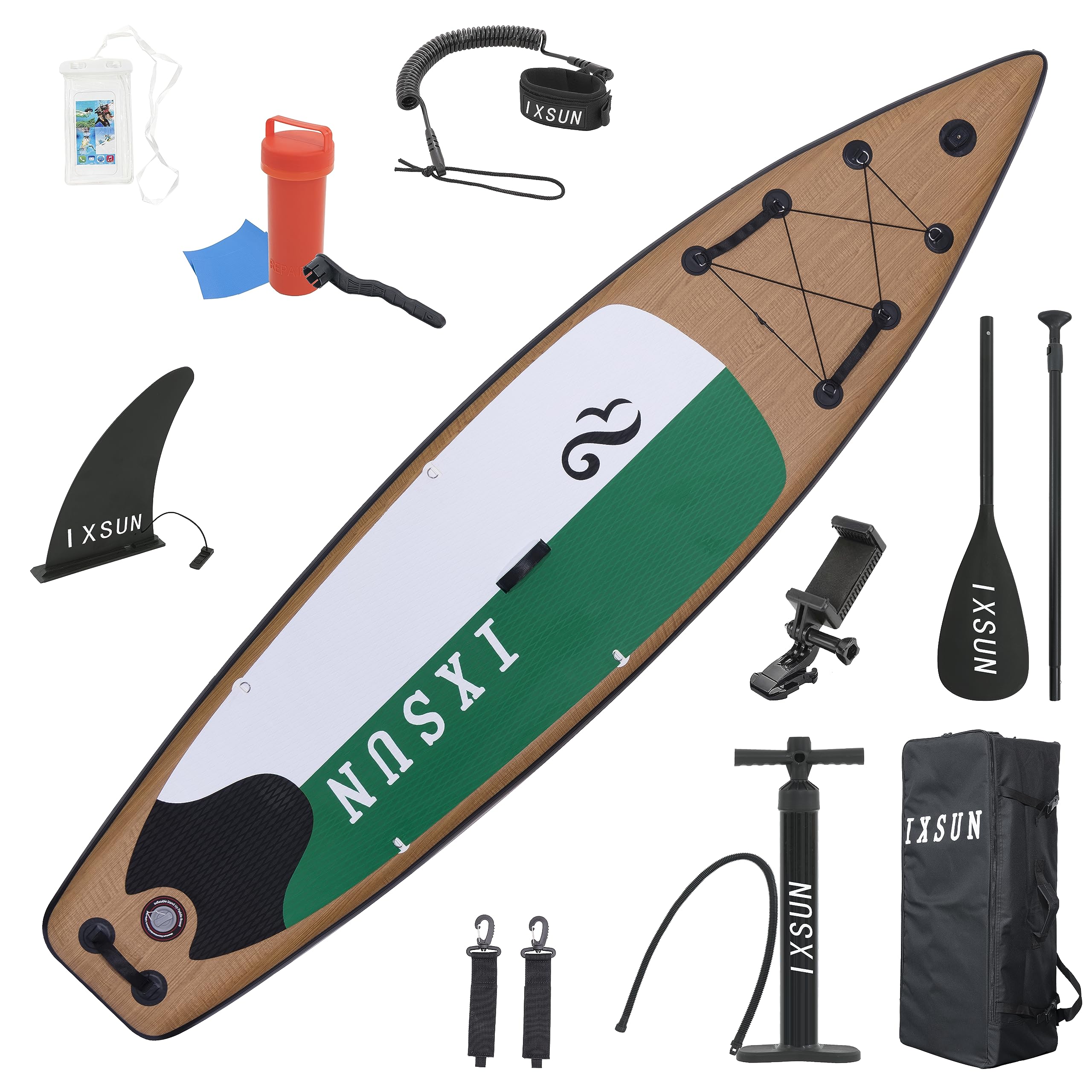 'Ixsun 11' x 33'' x 6'' Inflatable Stand Up Paddle Board,11 ft,Stable Wide,Non-Slip Deck,with Premium SUP Accessories,Backpack, Bottom Fins,Adjustable Paddles,Double-Action Pump'