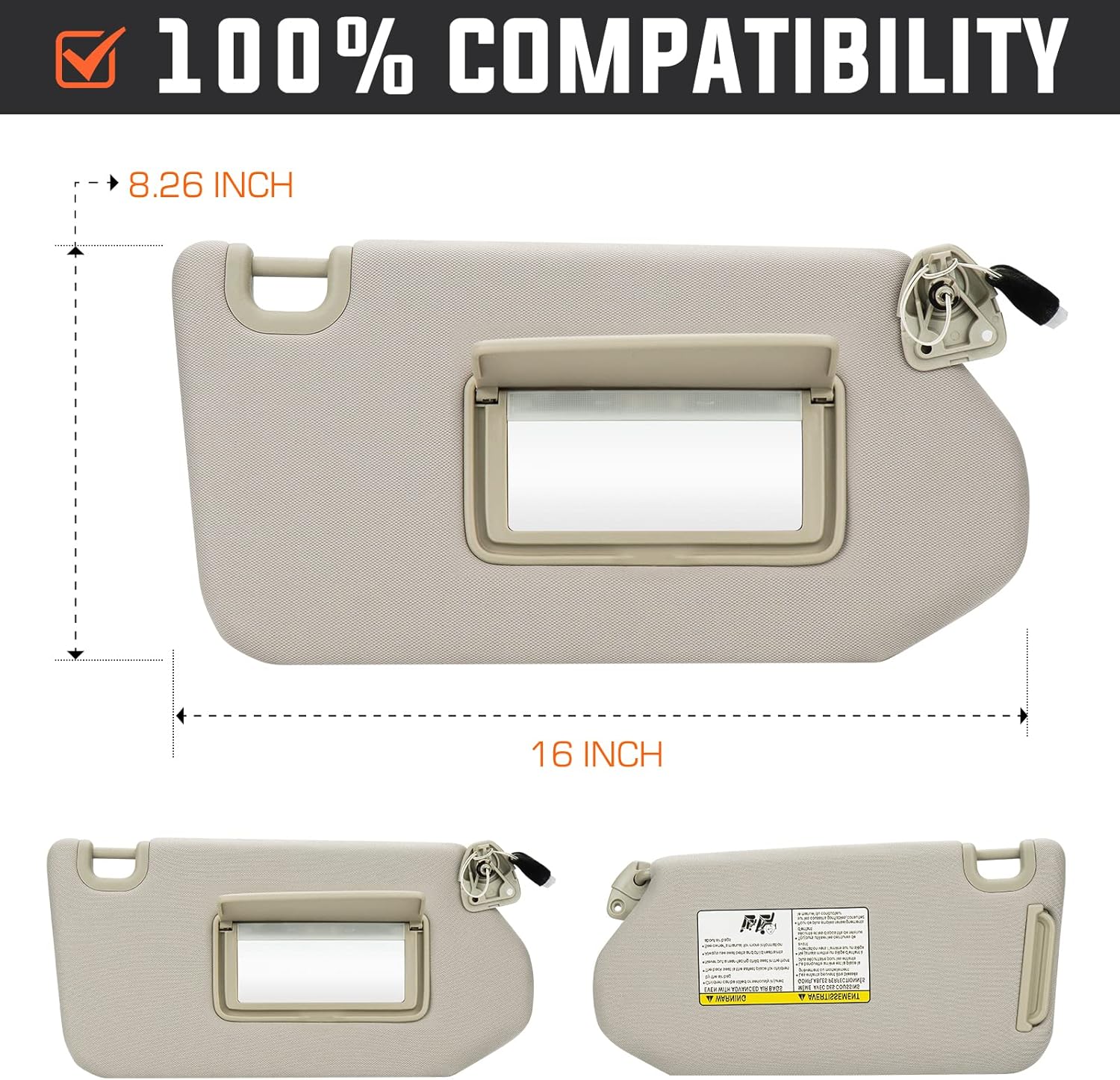Youxmoto for 2014-2017 Infiniti QX60 Beige Sun Visor with Light Right Passenger Side, Replacement for 2013-2018 Nissan Pathfinder / 2013 Infiniti JX35, Replaces# 96400-9PB0A