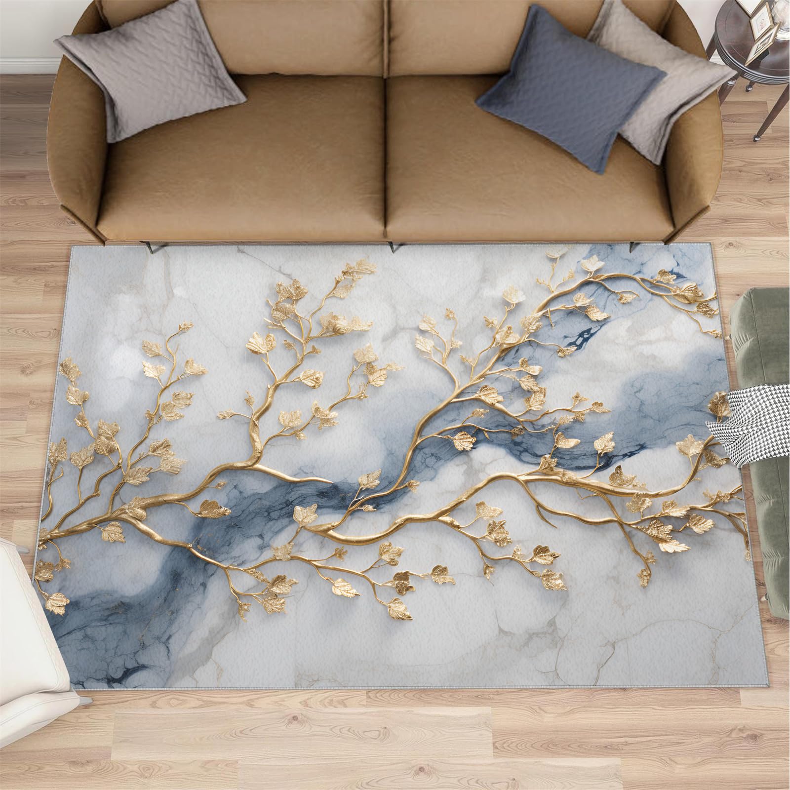 Tapis bureau marbre moderne motif abstrait floral pour embellir votre espace