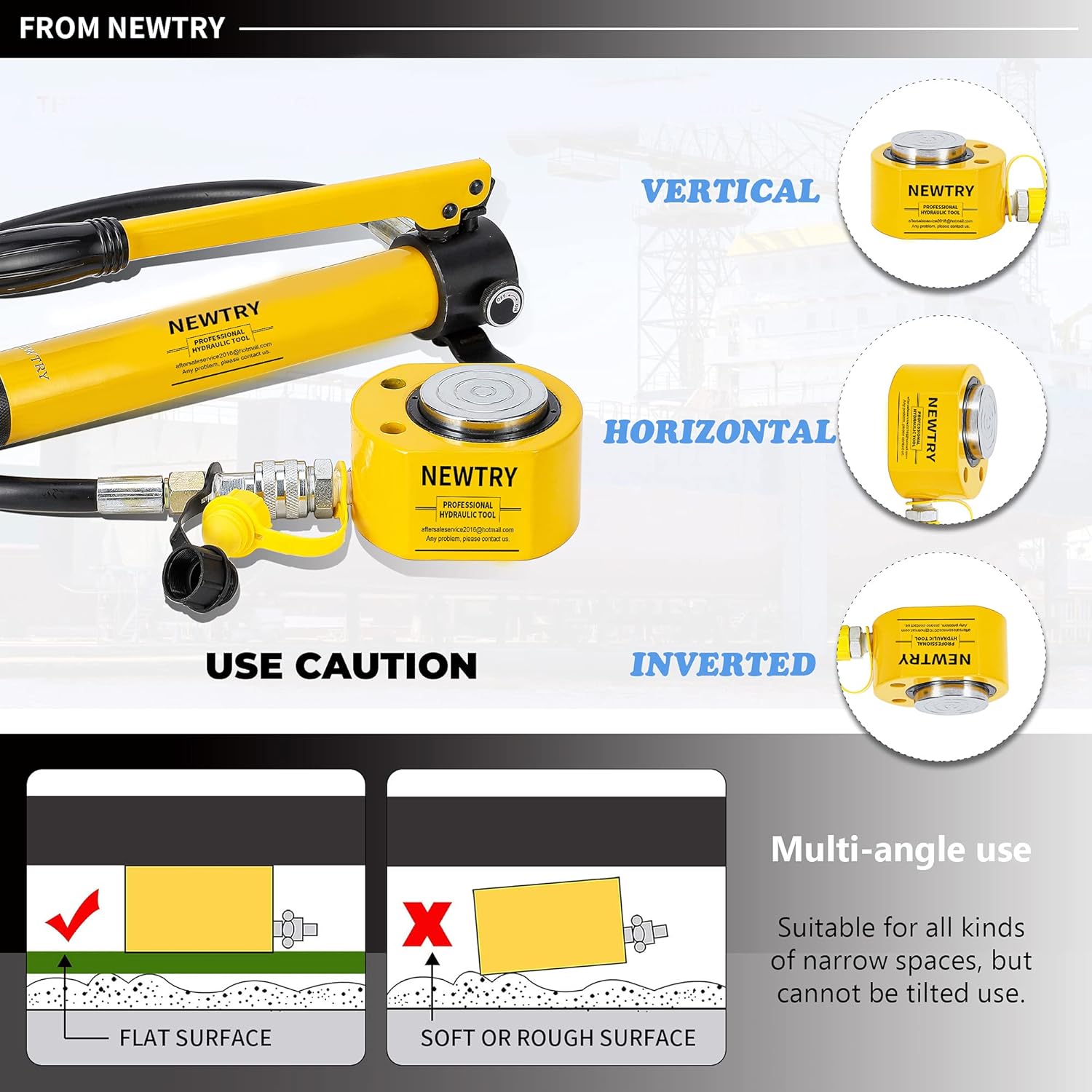 Authеntіс Crаzу Dеаlѕ NEWTRY 20T Low Profile Hydraulic Jack Porta Power Kit + CP-180 Manual Hydraulic Hand Pump , Industrial Mini Hydraulic Cylinder, Stroke 0.47”