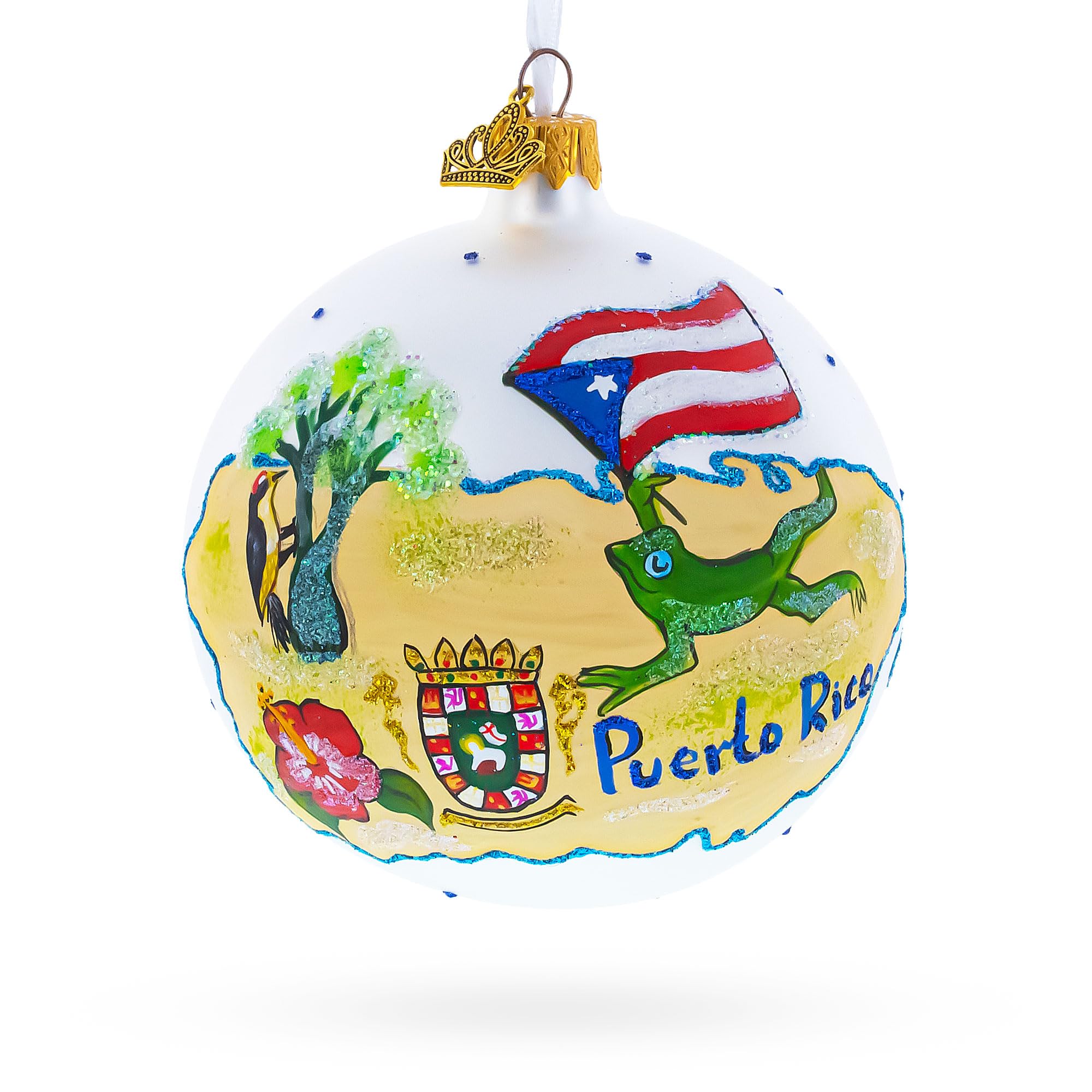 Décoration de Noël Porto Rico boule en verre pour un sapin thématique